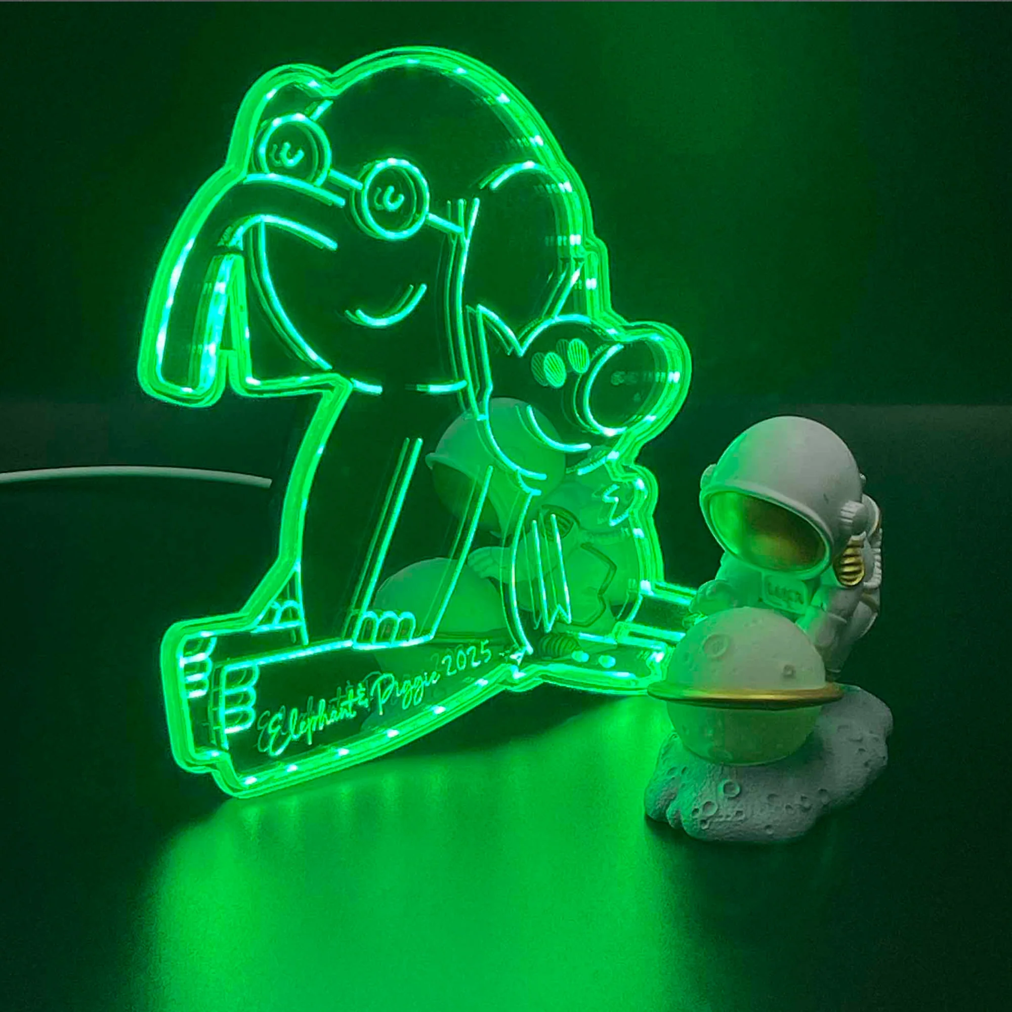 elephant & piggie comic book Neon LED Sign with Dynamic RGB Colors Mirror Backing - Image 3