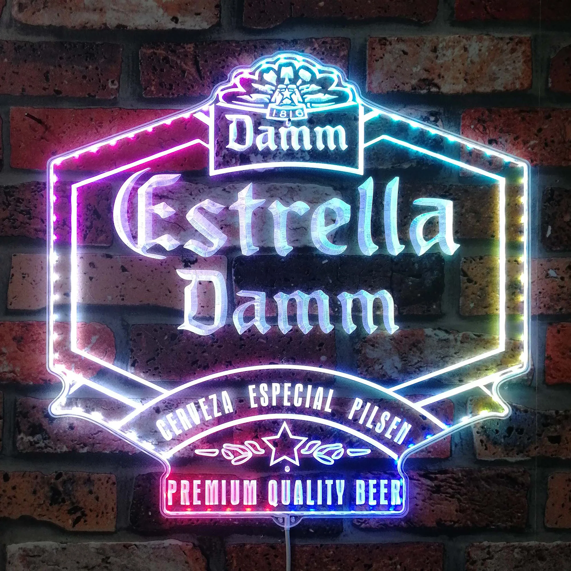 Estrella Damm Neon LED Sign with Dynamic RGB Colors