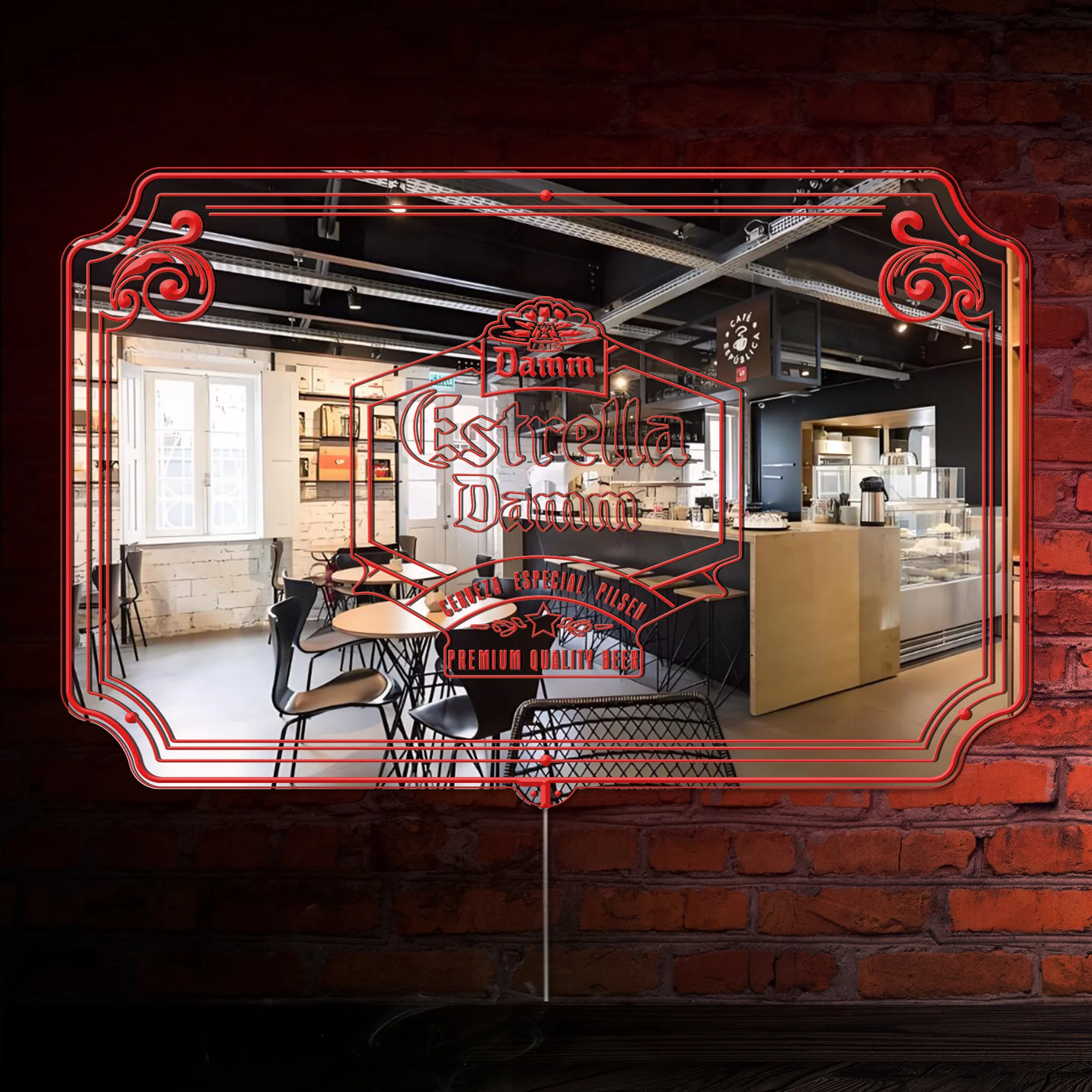 Estrella Damm RGB LED Neon Sign with Elegant Mirror Backing - Image 2