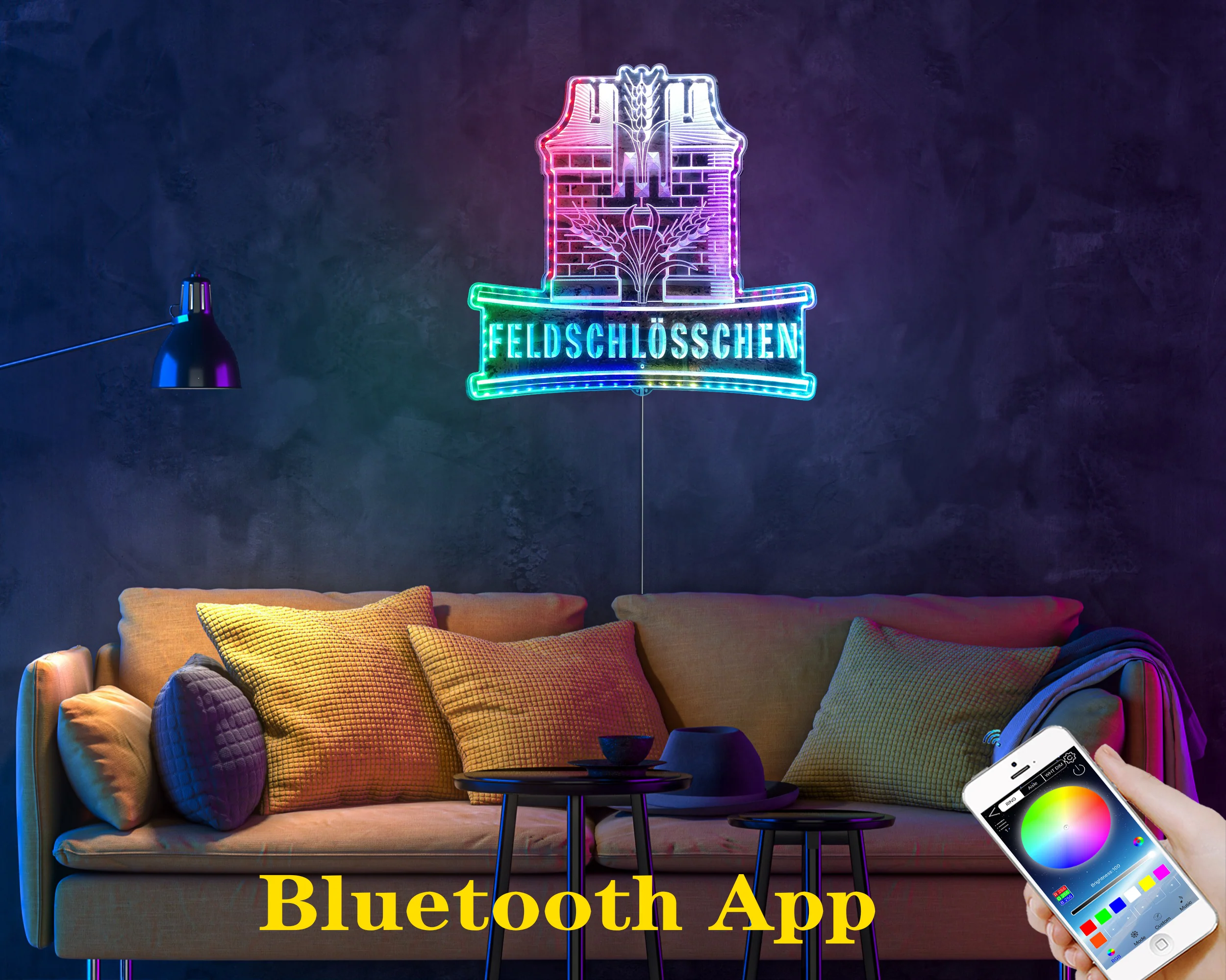 Feldschlösschen Beer Neon LED Sign with Dynamic RGB Colors - Image 7
