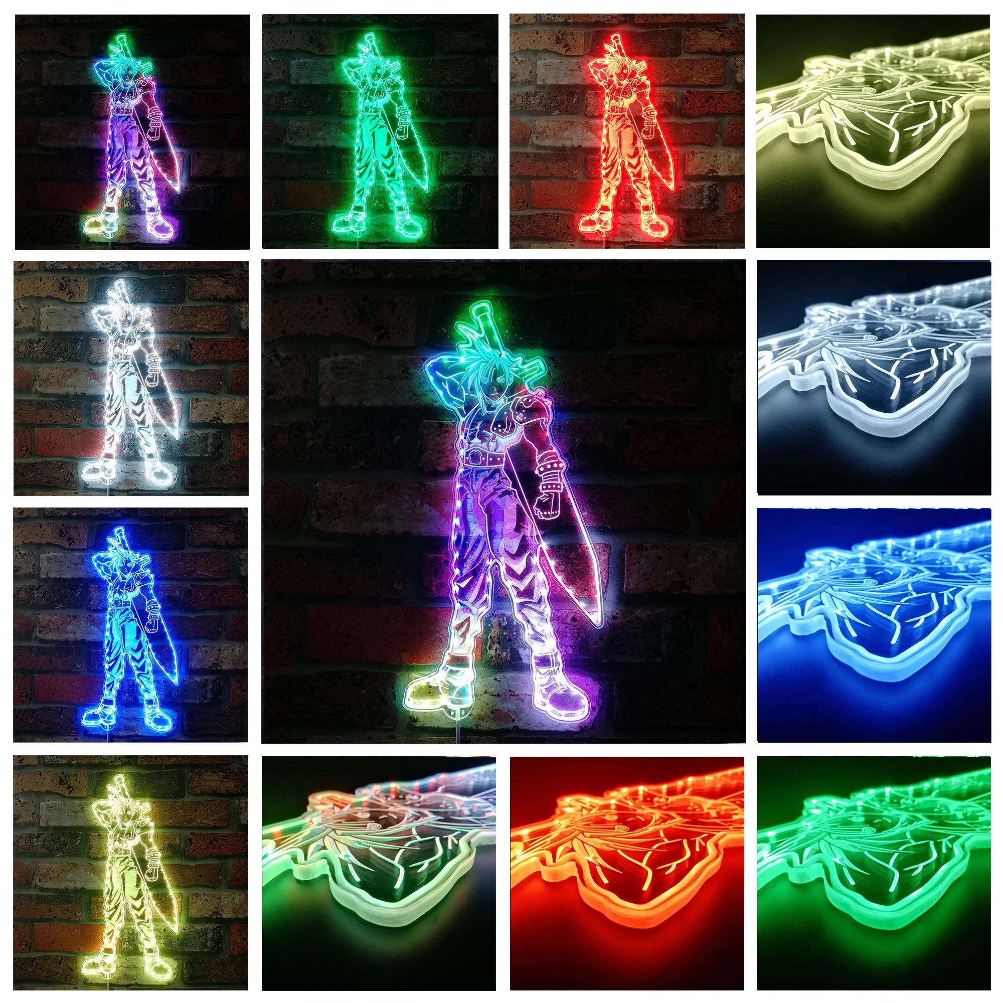 Final Fantasy 7 Cloud Neon LED Sign with Dynamic RGB Colors - Image 3