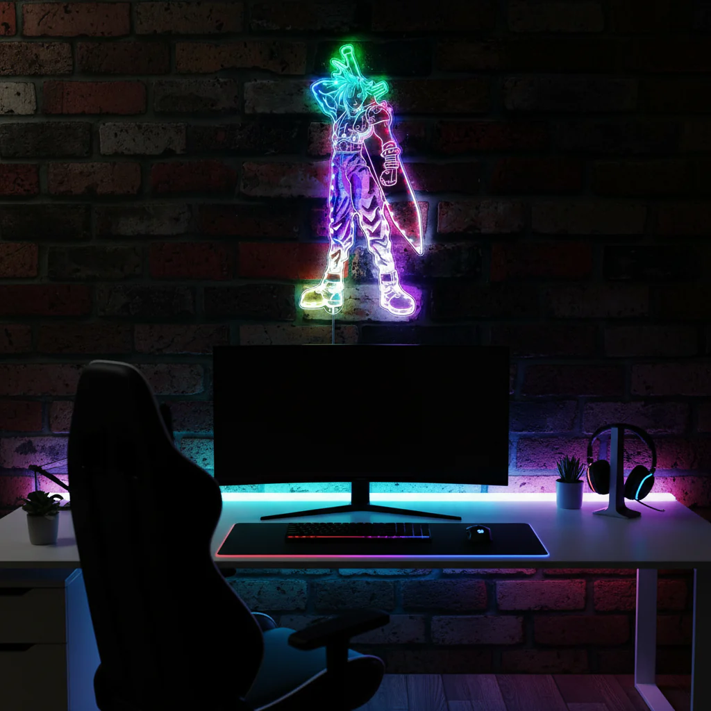 Final Fantasy 7 Cloud Neon LED Sign with Dynamic RGB Colors - Image 8