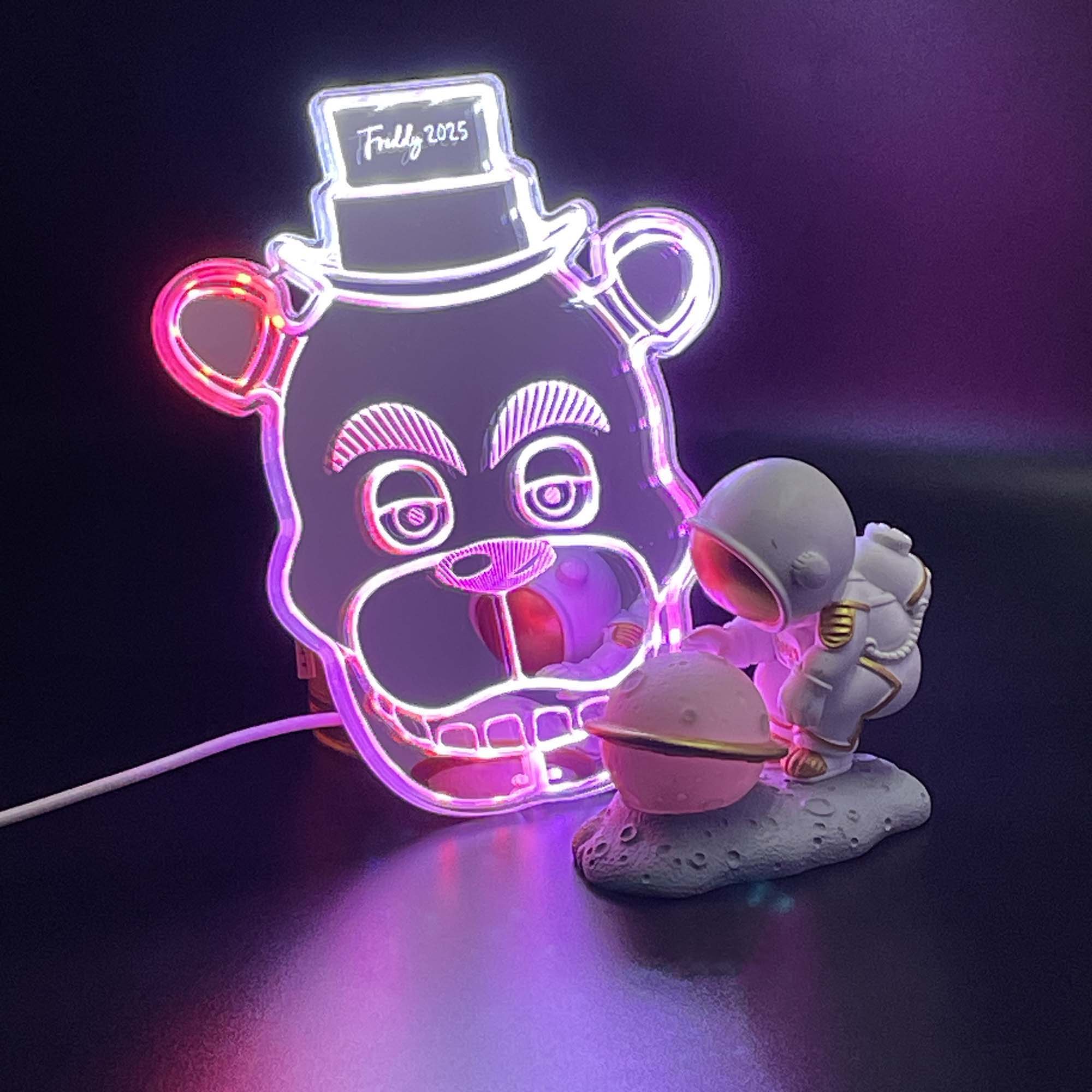Five nights at Freddy's Fazbear Neon LED Sign with Dynamic RGB Colors Mirror Backing - Image 2