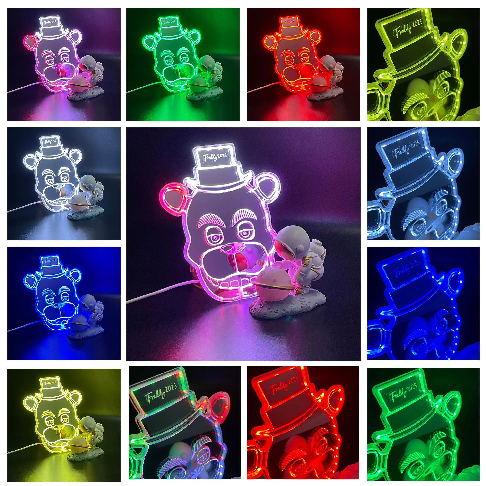 Five nights at Freddy's Fazbear Neon LED Sign with Dynamic RGB Colors Mirror Backing - Image 3