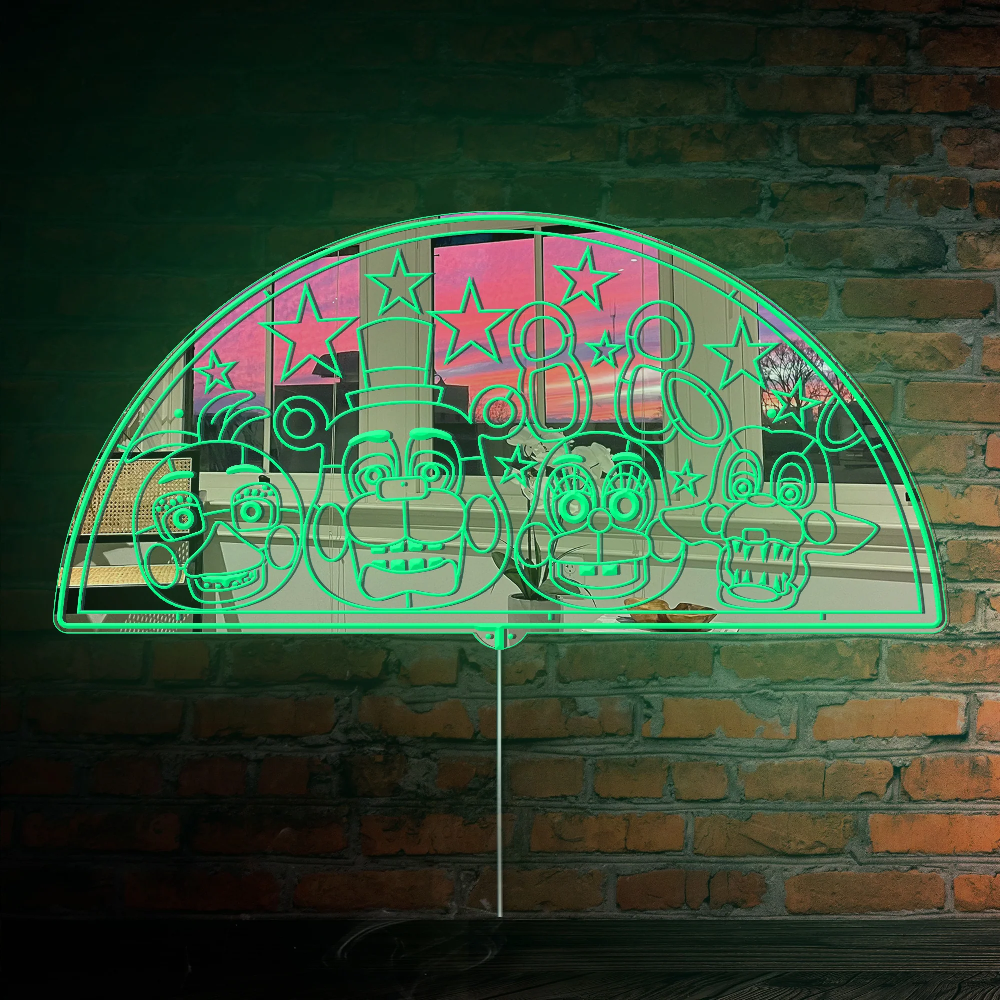 Five Nights at Freddy's Freddy Chica Bonne Foxy RGB LED Neon Sign with Elegant Mirror Backing - Image 3