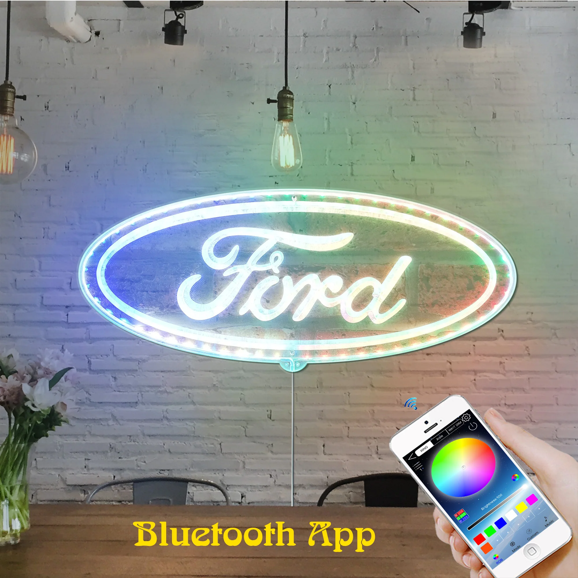 Ford Logo Garage Neon LED Sign with Dynamic RGB Colors - Image 5