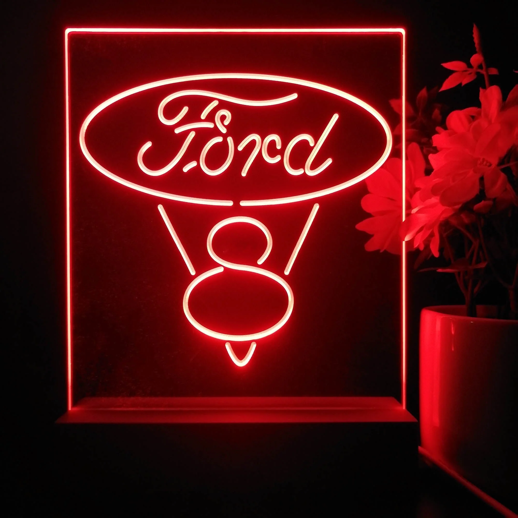 Ford V8 Logo 3D Illusion Night Light Desk Lamp