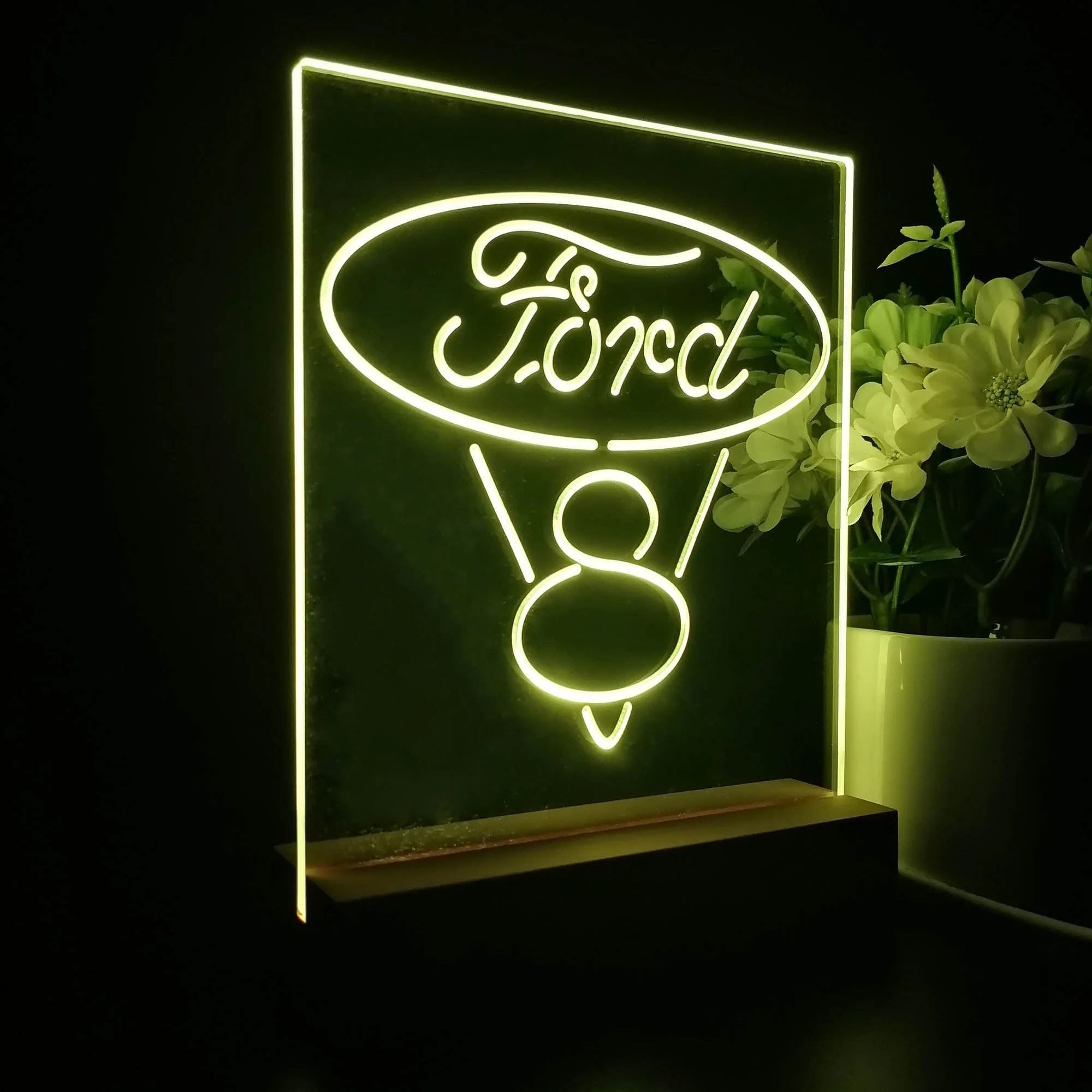 Ford V8 Logo 3D Illusion Night Light Desk Lamp - Image 5