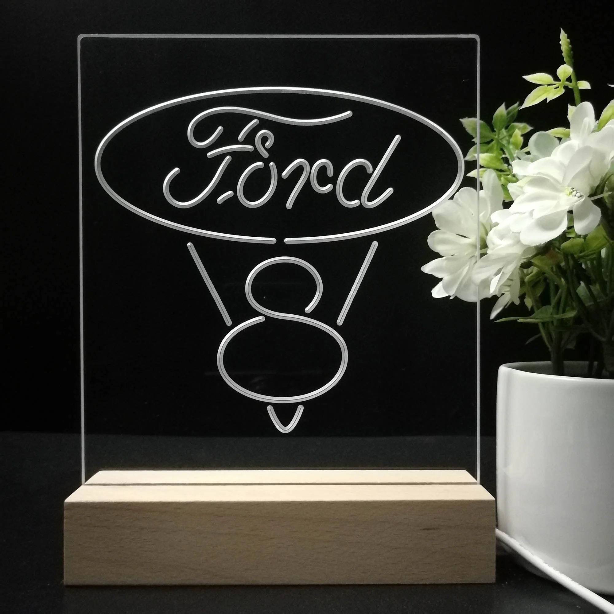 Ford V8 Logo 3D Illusion Night Light Desk Lamp - Image 8