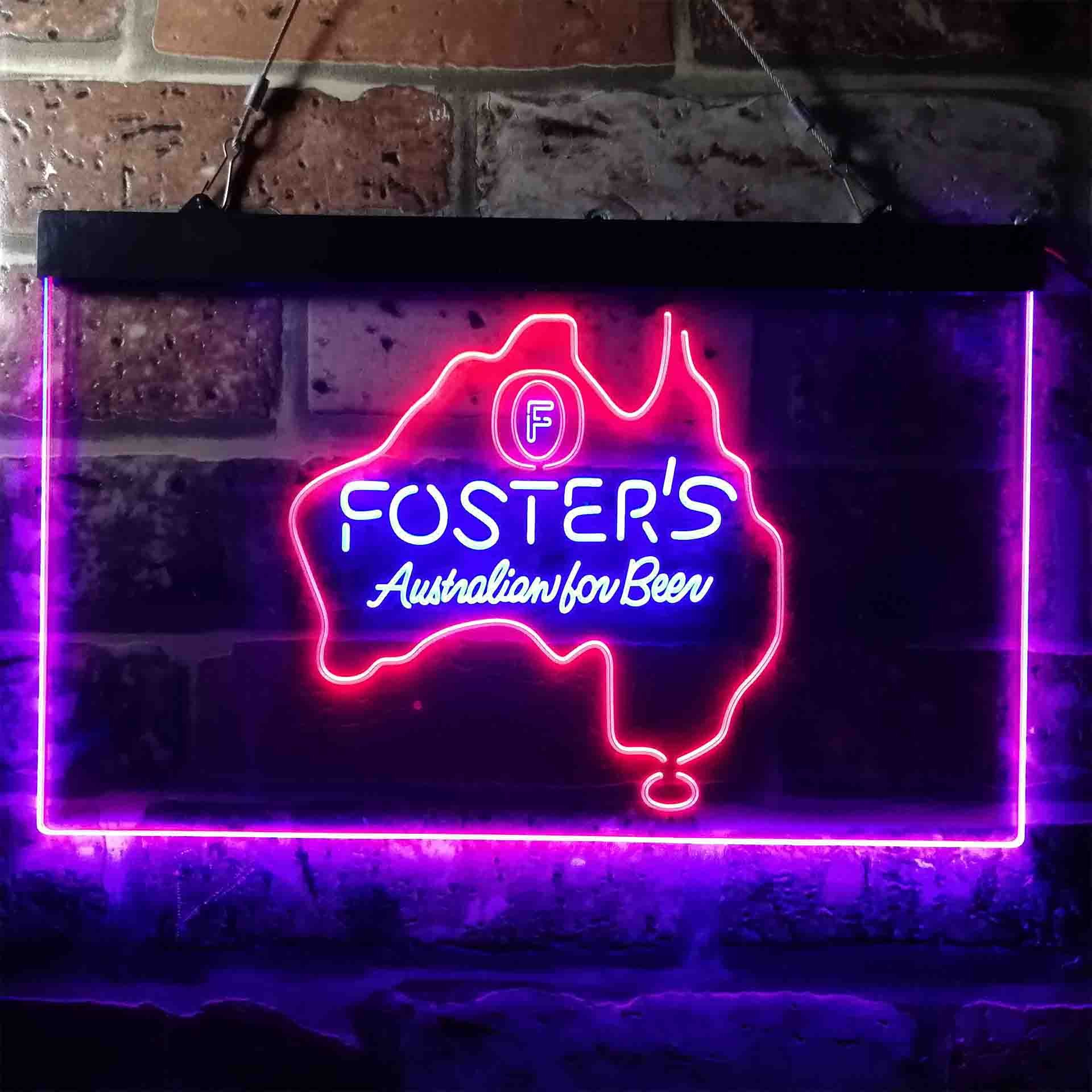 Foster Australian Beer Map Neon-Like LED Sign