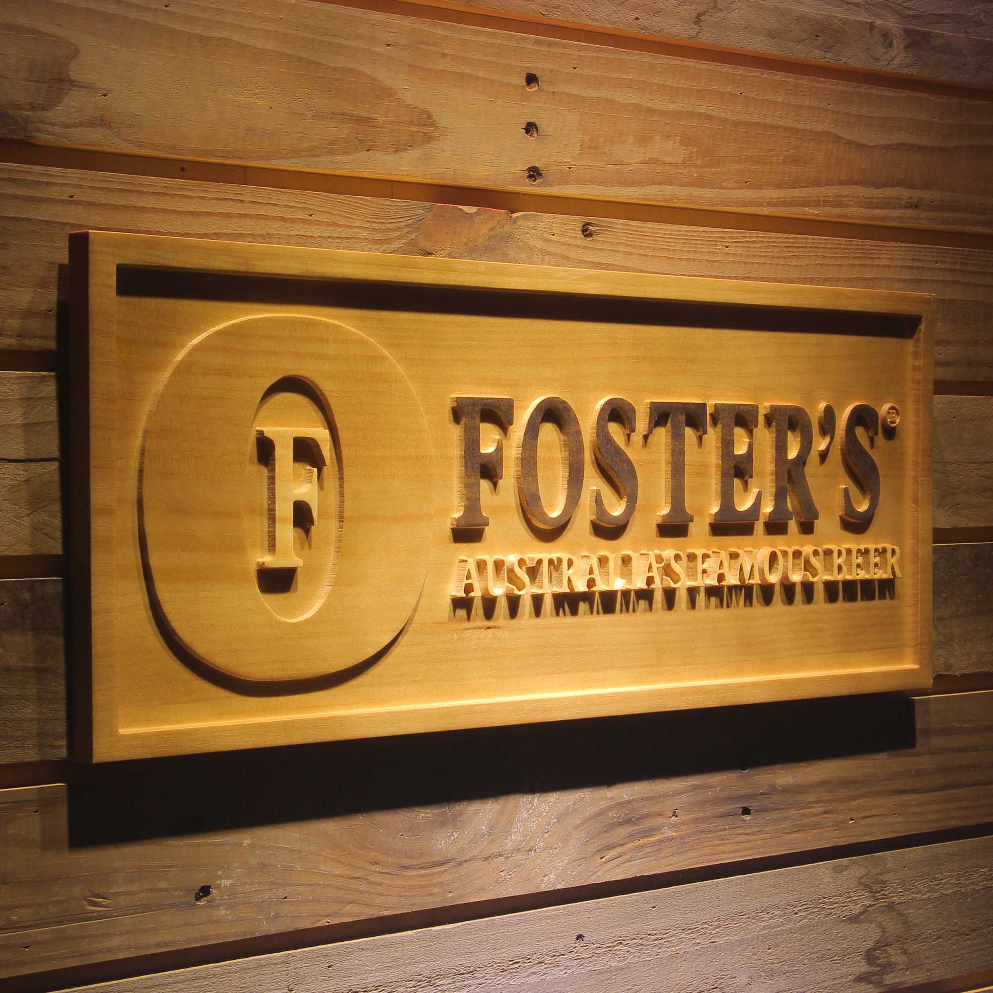 Foster's 3D Solid Wooden Craving Sign - Image 2