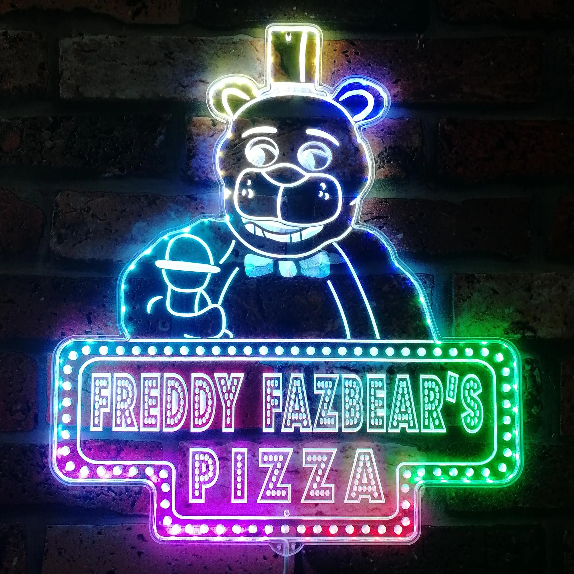 Freddy Fazbear's Pizza Neon LED Sign with Dynamic RGB Colors