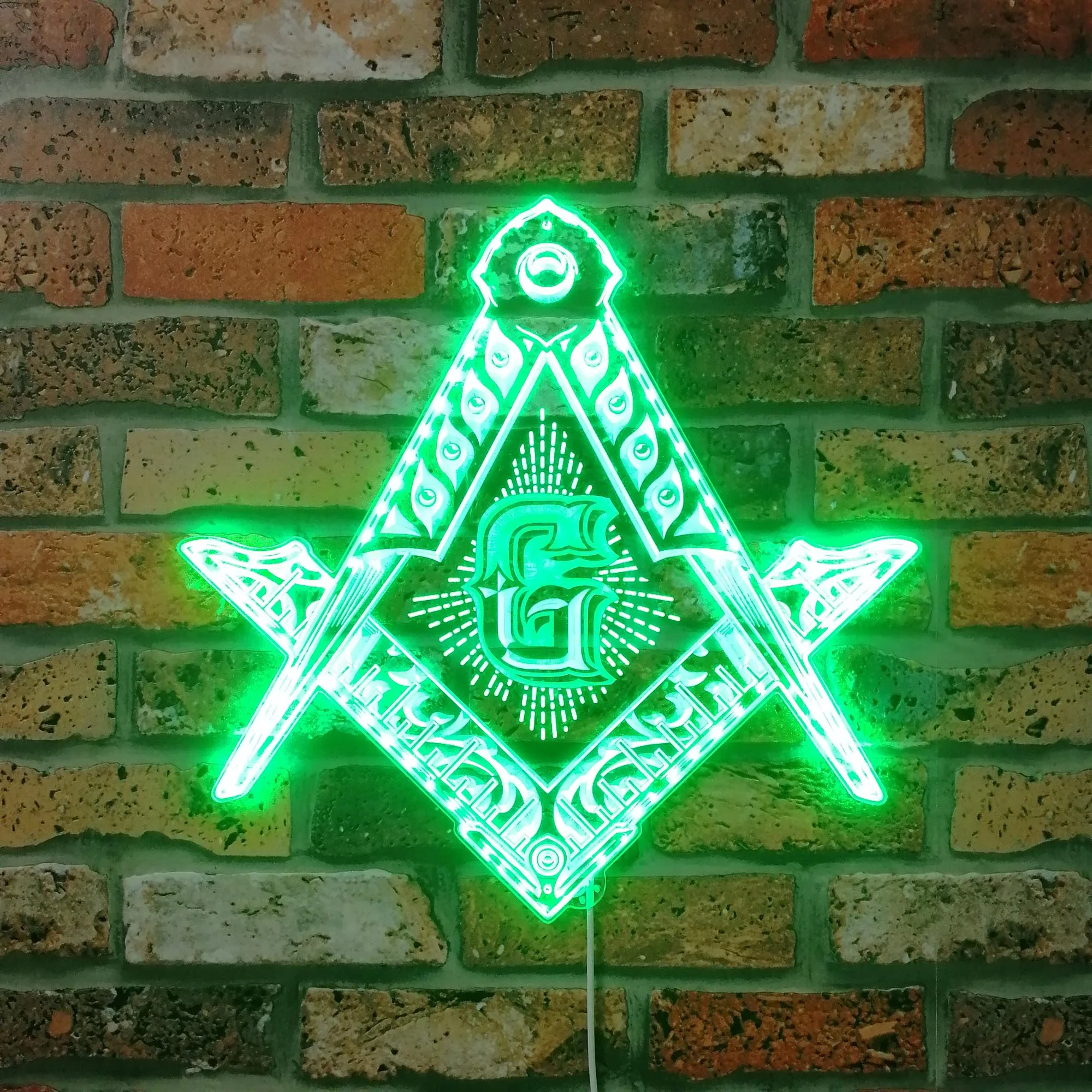 Freemason Logo, masonic Neon LED Sign with Dynamic RGB Colors - Image 6