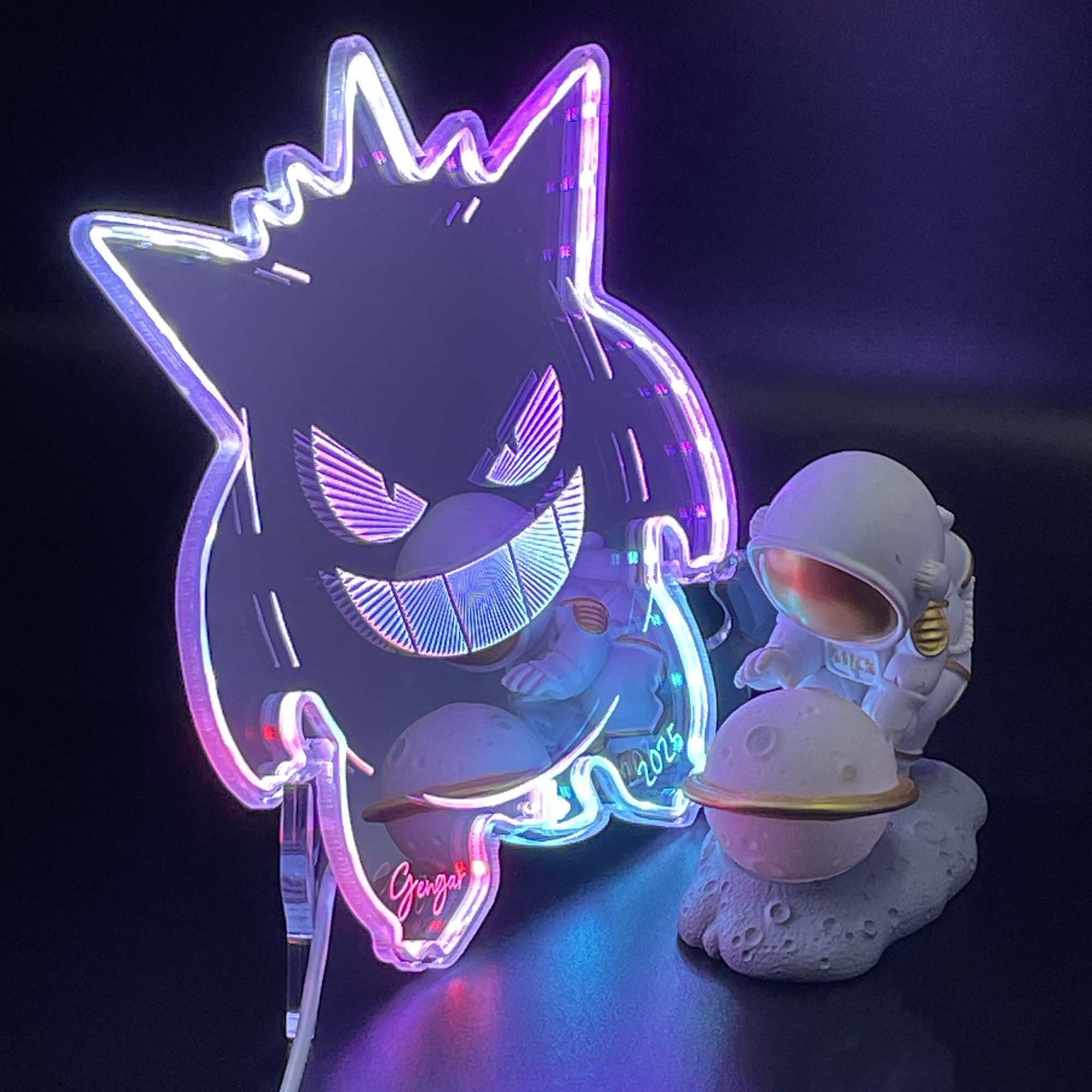 Gengar Neon LED Sign with Dynamic RGB Colors Mirror Backing - Image 2
