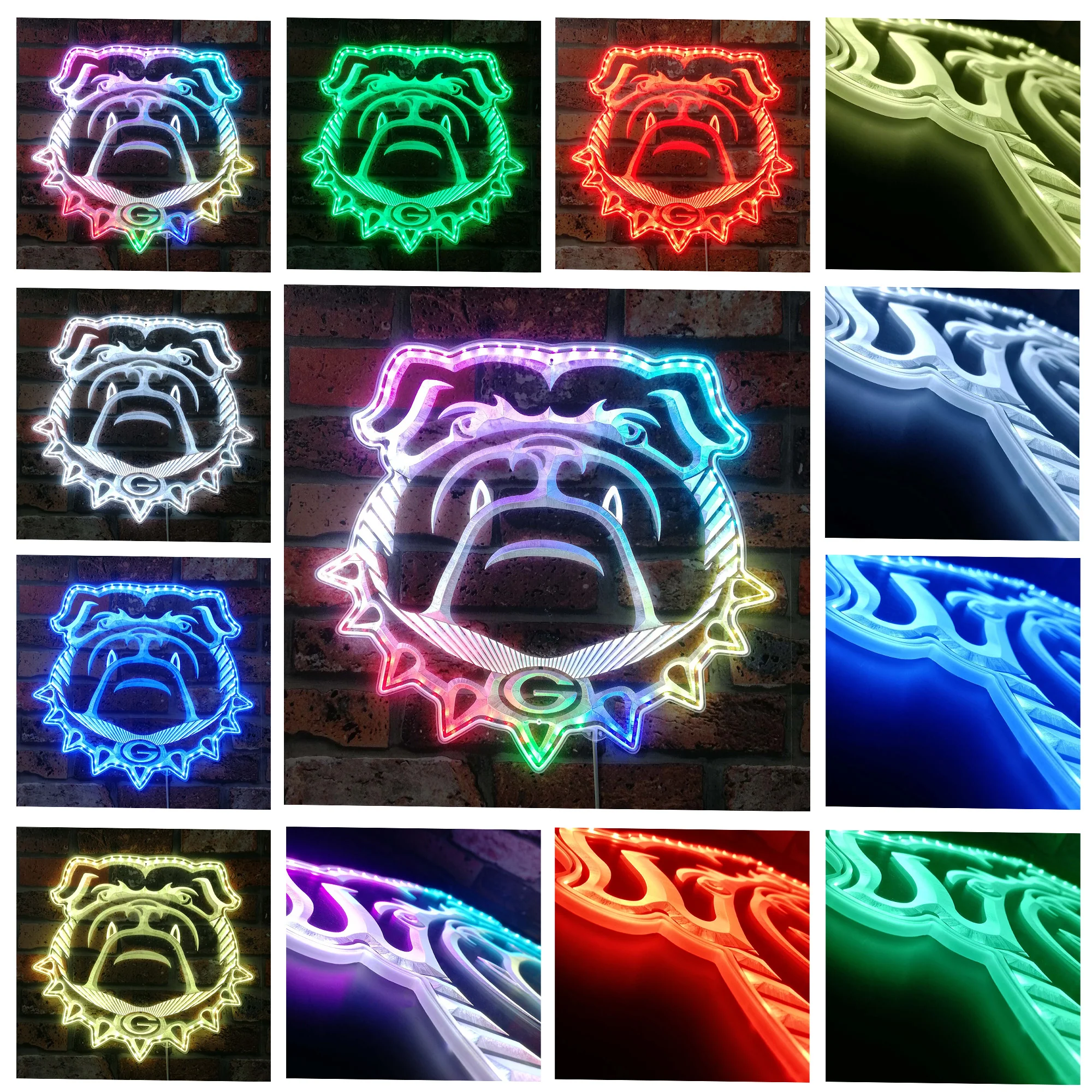 Georgia Bulldogs Neon LED Sign with Dynamic RGB Colors - Image 2