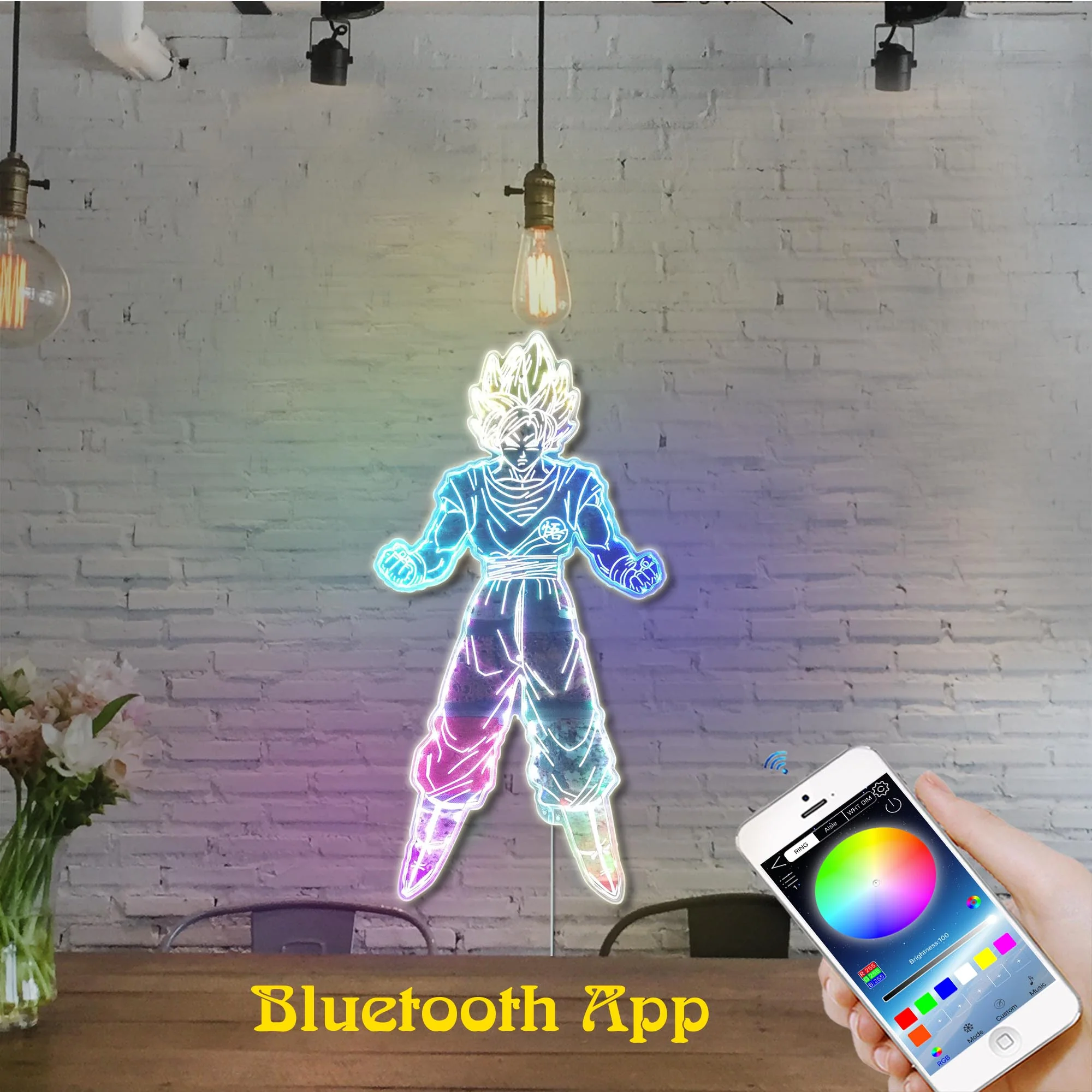 Dragonball Goku Supersaiyan Neon LED Sign with Dynamic RGB Colors - Image 4