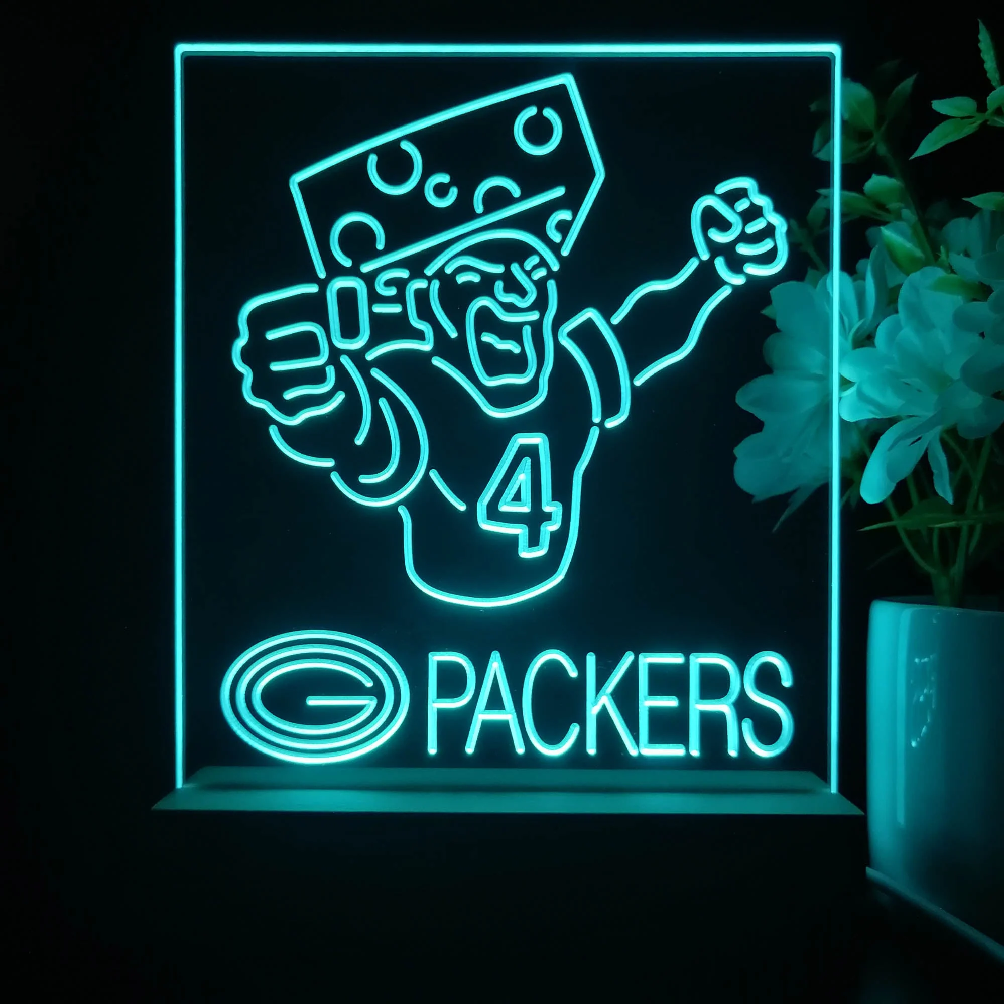 Green Bay Packer #4 Brett Favre Night Light Neon Pub Bar Lamp - Image 3