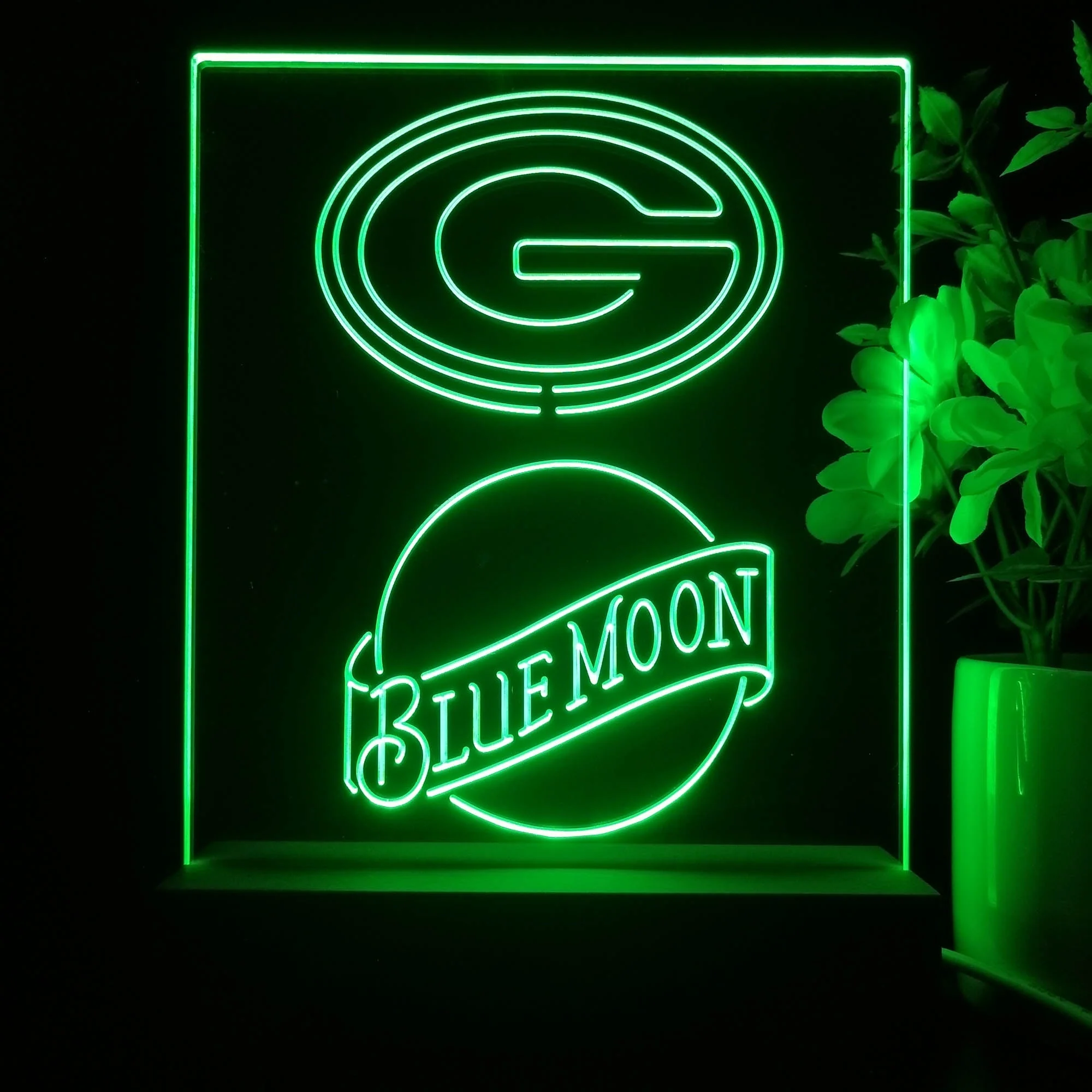 Green Bay Packers Blue Moon Neon Sign Pub Bar Lamp - Image 2