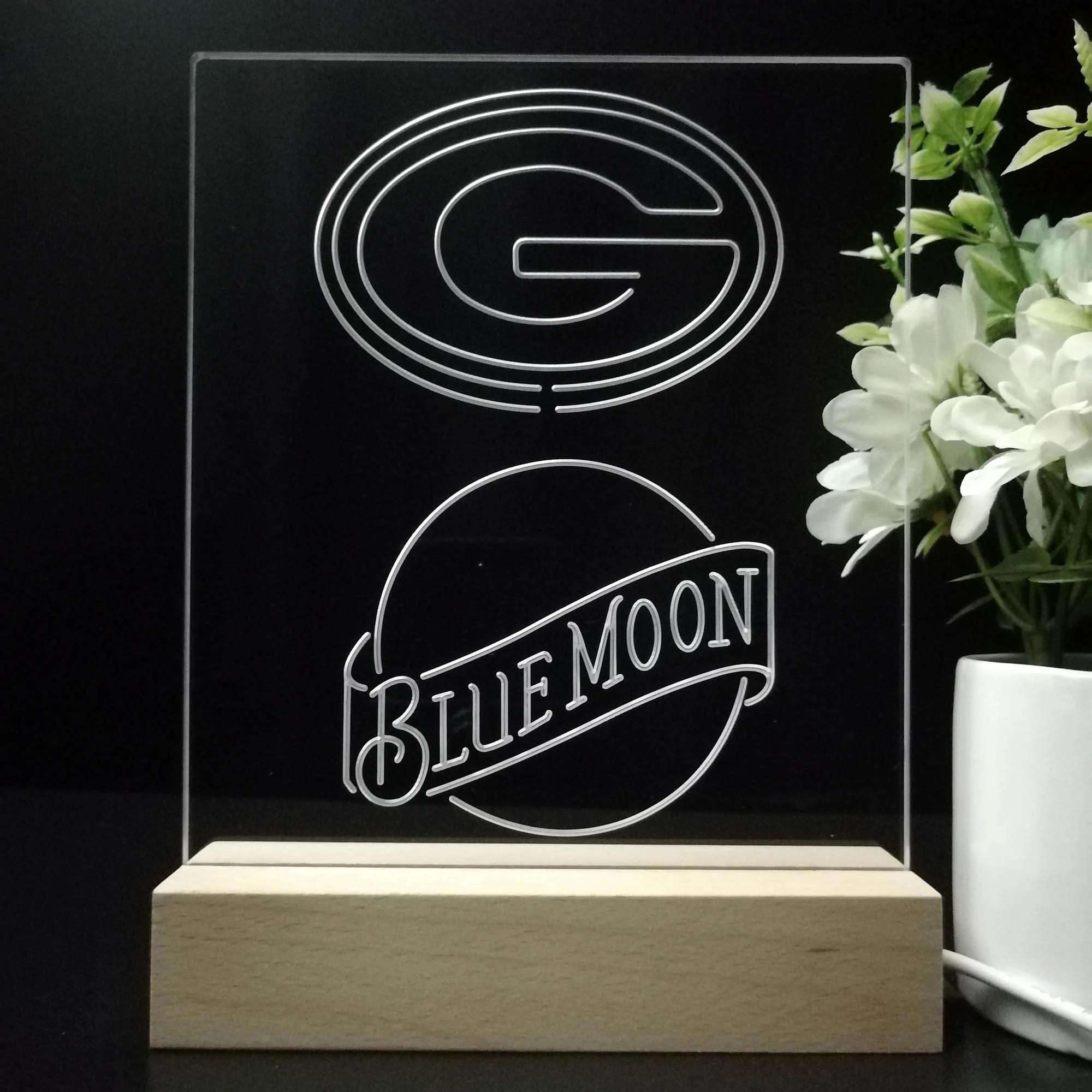 Green Bay Packers Blue Moon Neon Sign Pub Bar Lamp - Image 8