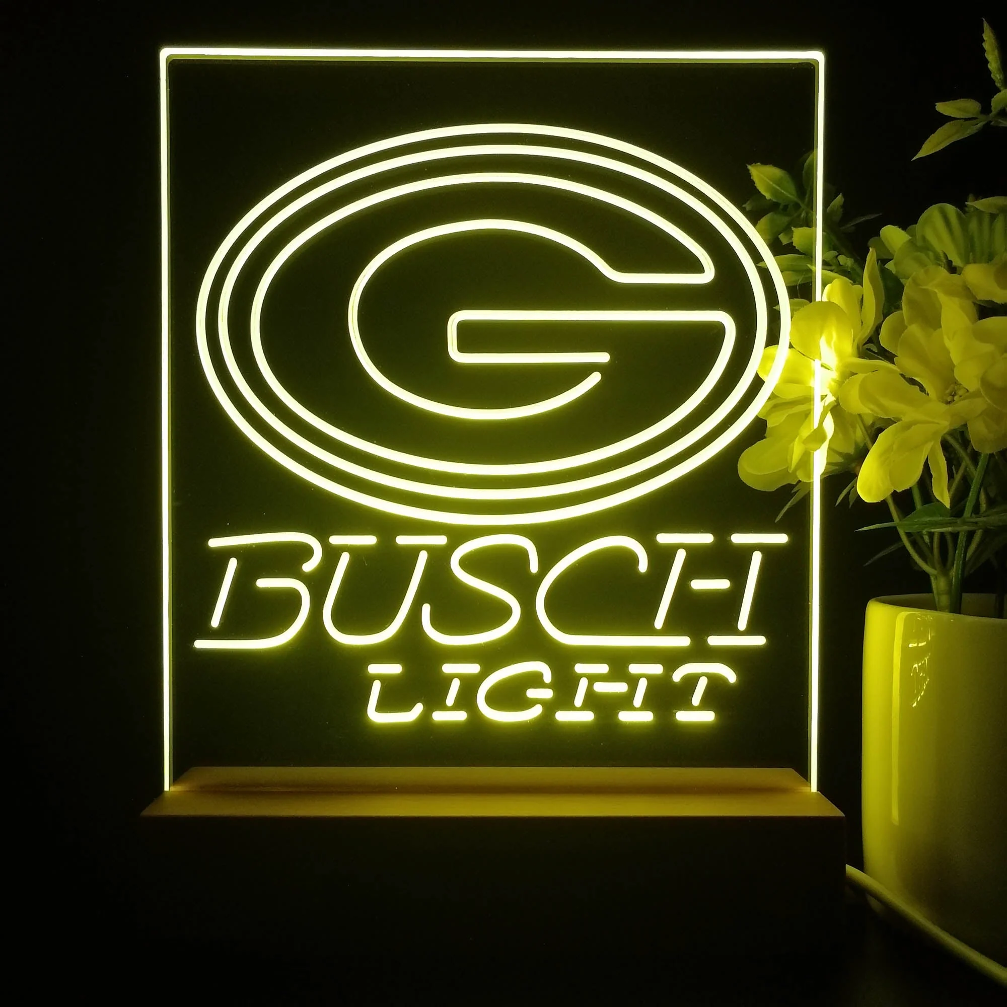 Green Bay Packers Busch Light Neon Sign Table Top Lamp - Image 4