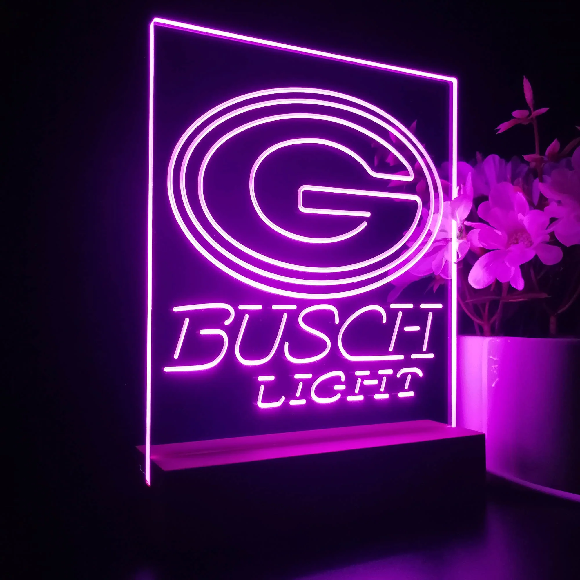 Green Bay Packers Busch Light Neon Sign Table Top Lamp - Image 5