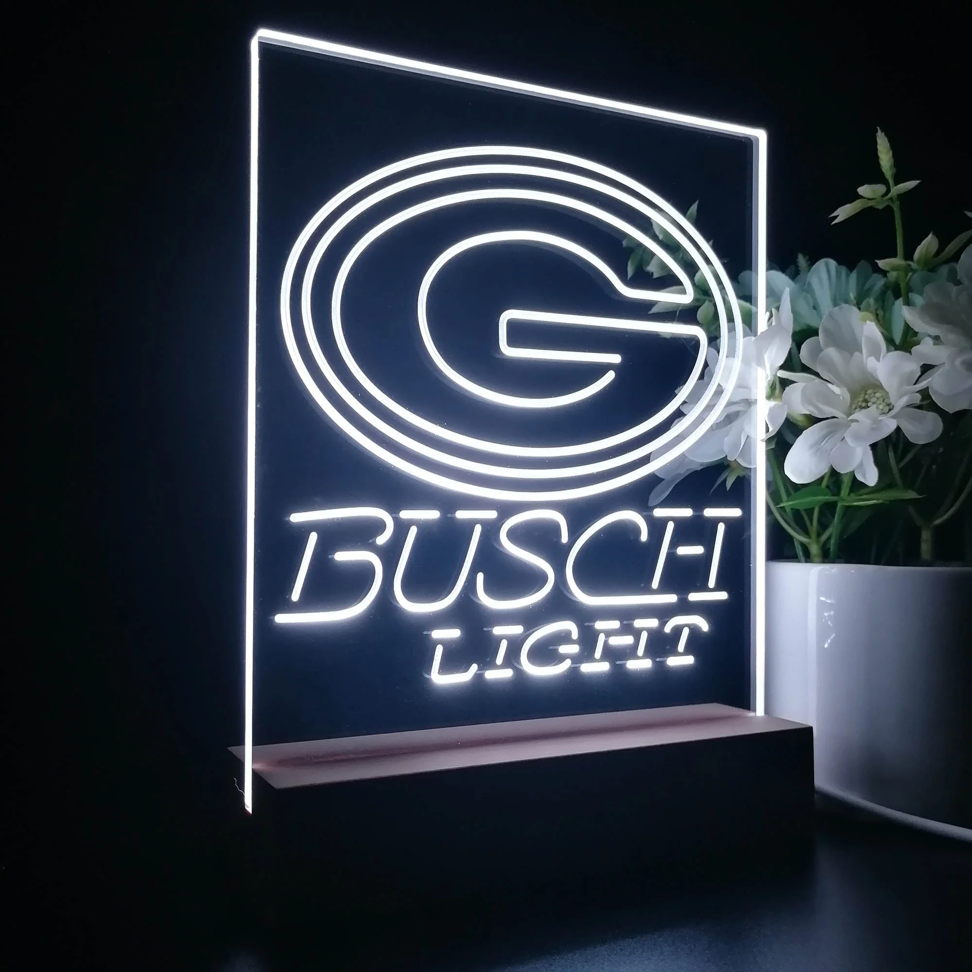 Green Bay Packers Busch Light Neon Sign Table Top Lamp - Image 6