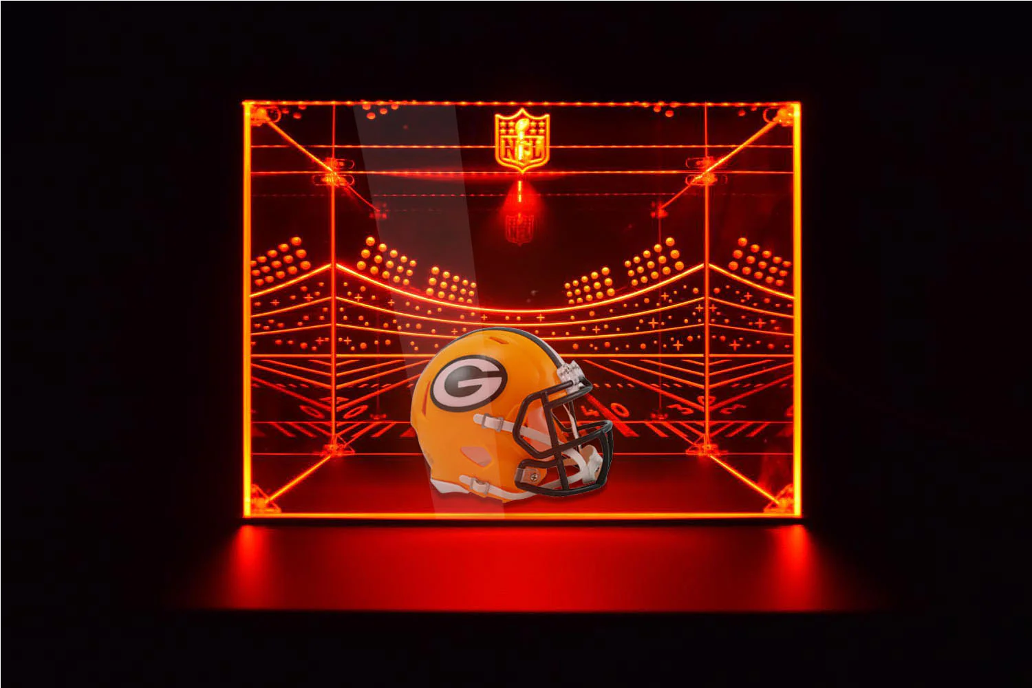Green Bay Packers Football Helmet LED Light Display Case | Football Memorabilia Collectibles Display - Image 3