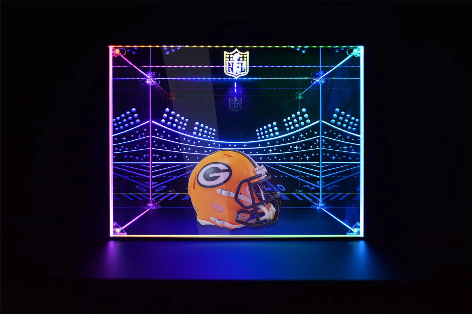 Green Bay Packers Football Helmet LED Light Display Case | Football Memorabilia Collectibles Display - Image 4