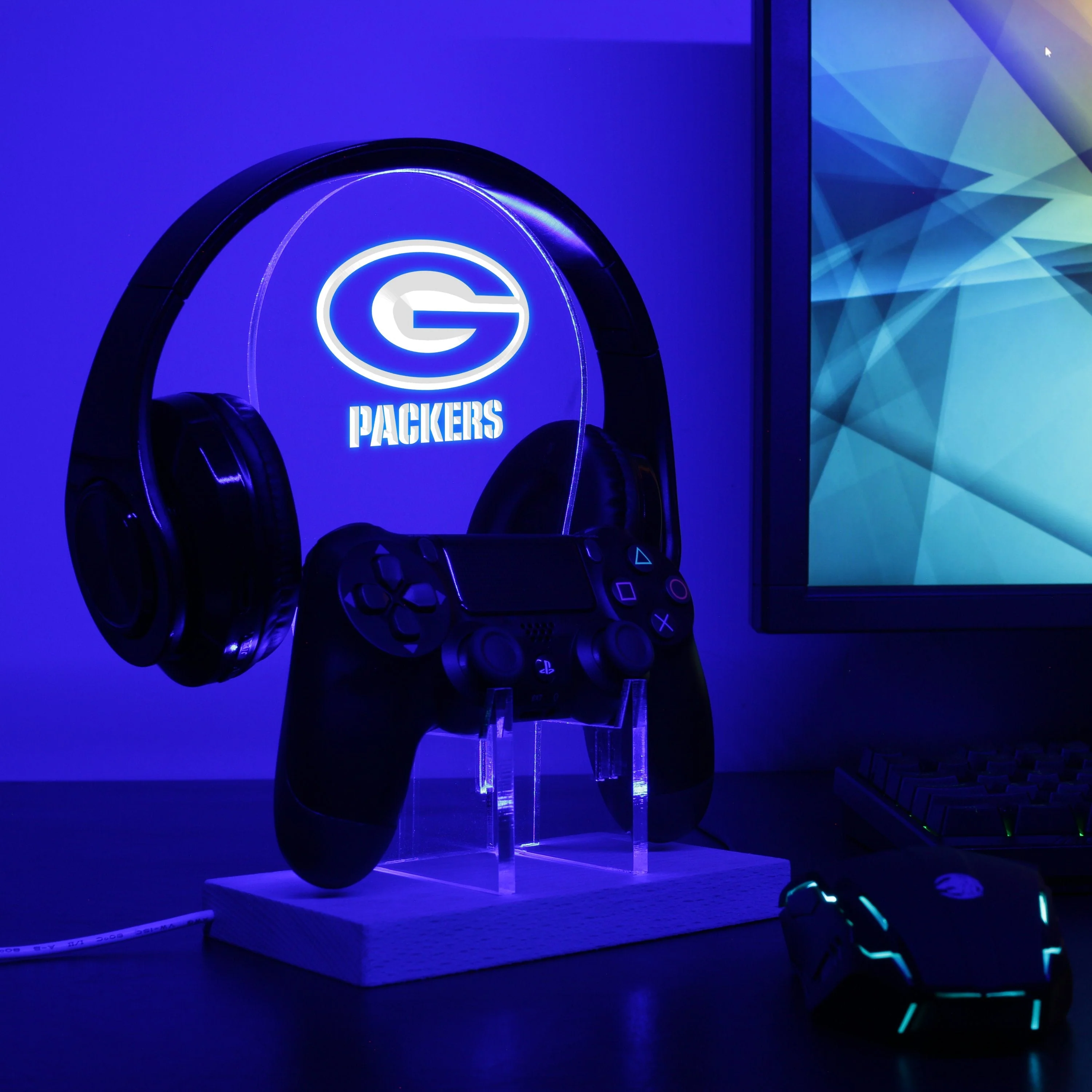Green Bay Packers LED Gaming Headset Controller Stand - Image 2