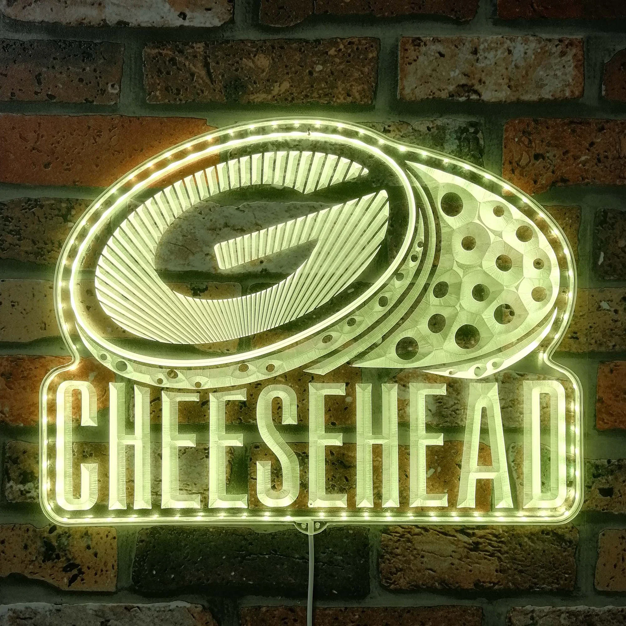 Green Bay Packers CheeseHead Neon LED Sign with Dynamic RGB Colors - Image 7