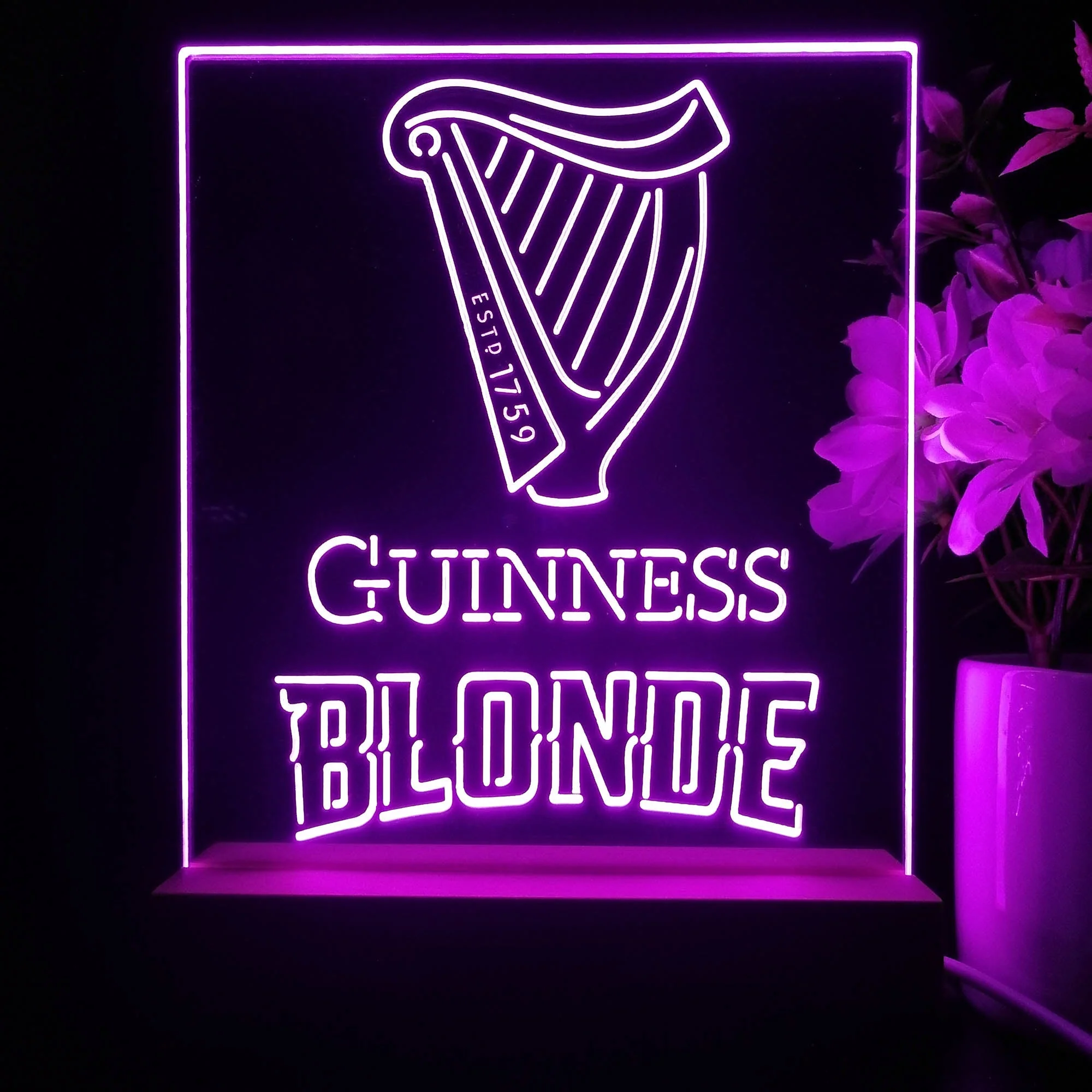 Guinness Blonde Golden Beer Night Light Neon Pub Bar Lamp