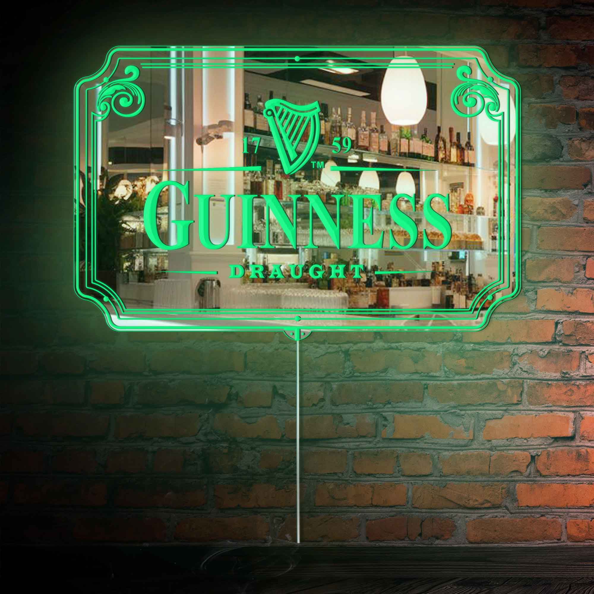 Guinness Draught RGB LED Neon Sign with Elegant Mirror Backing  - Perfect for Bars & Home Decor - Image 4