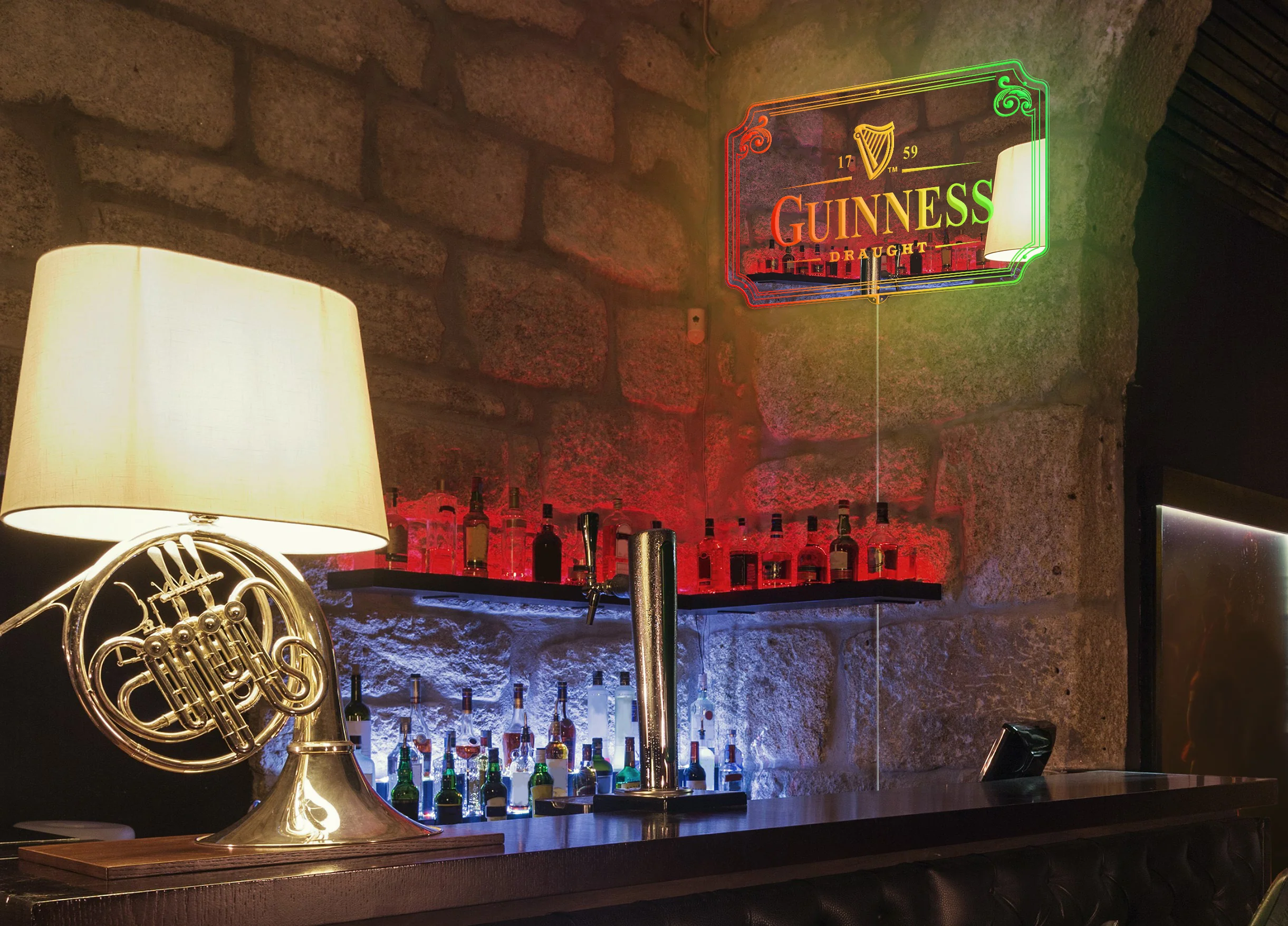 Guinness Draught RGB LED Neon Sign with Elegant Mirror Backing  - Perfect for Bars & Home Decor - Image 7