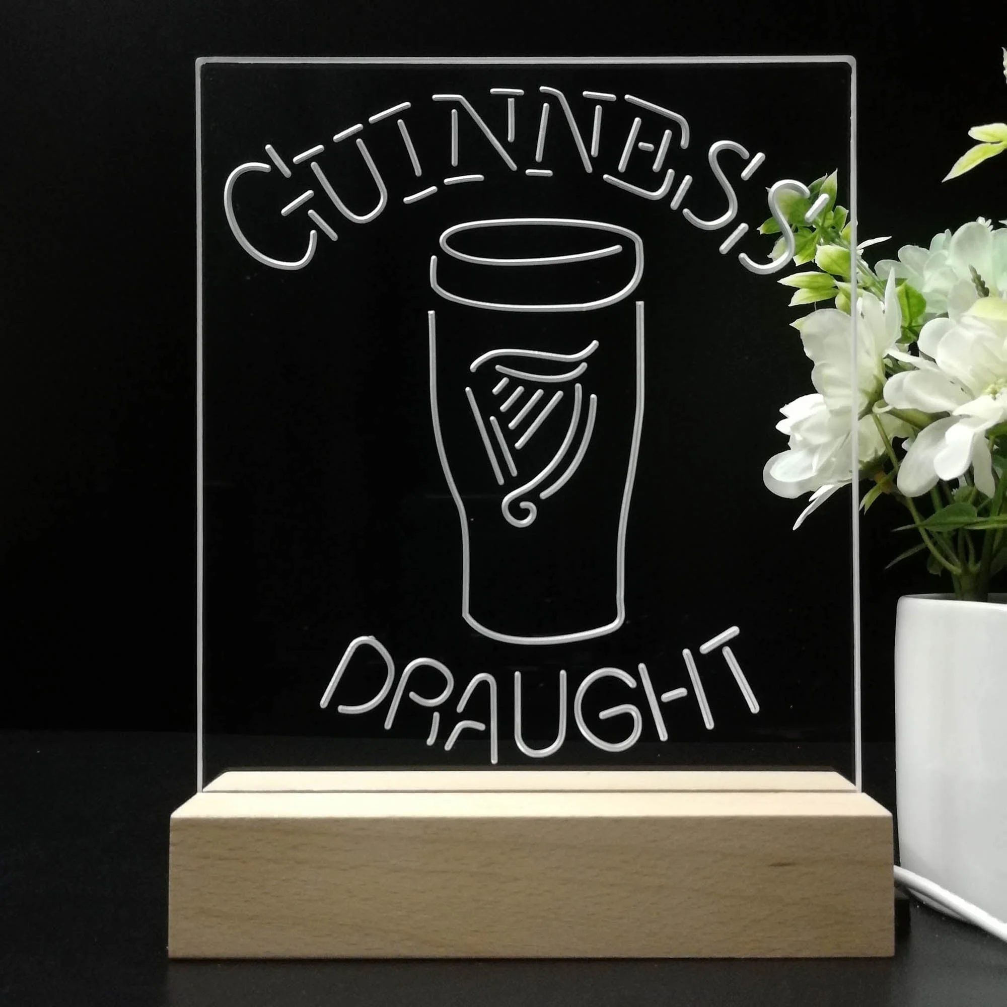 Guinness Draught Ale Beer Bar 3D Illusion Night Light Desk Lamp - Image 8