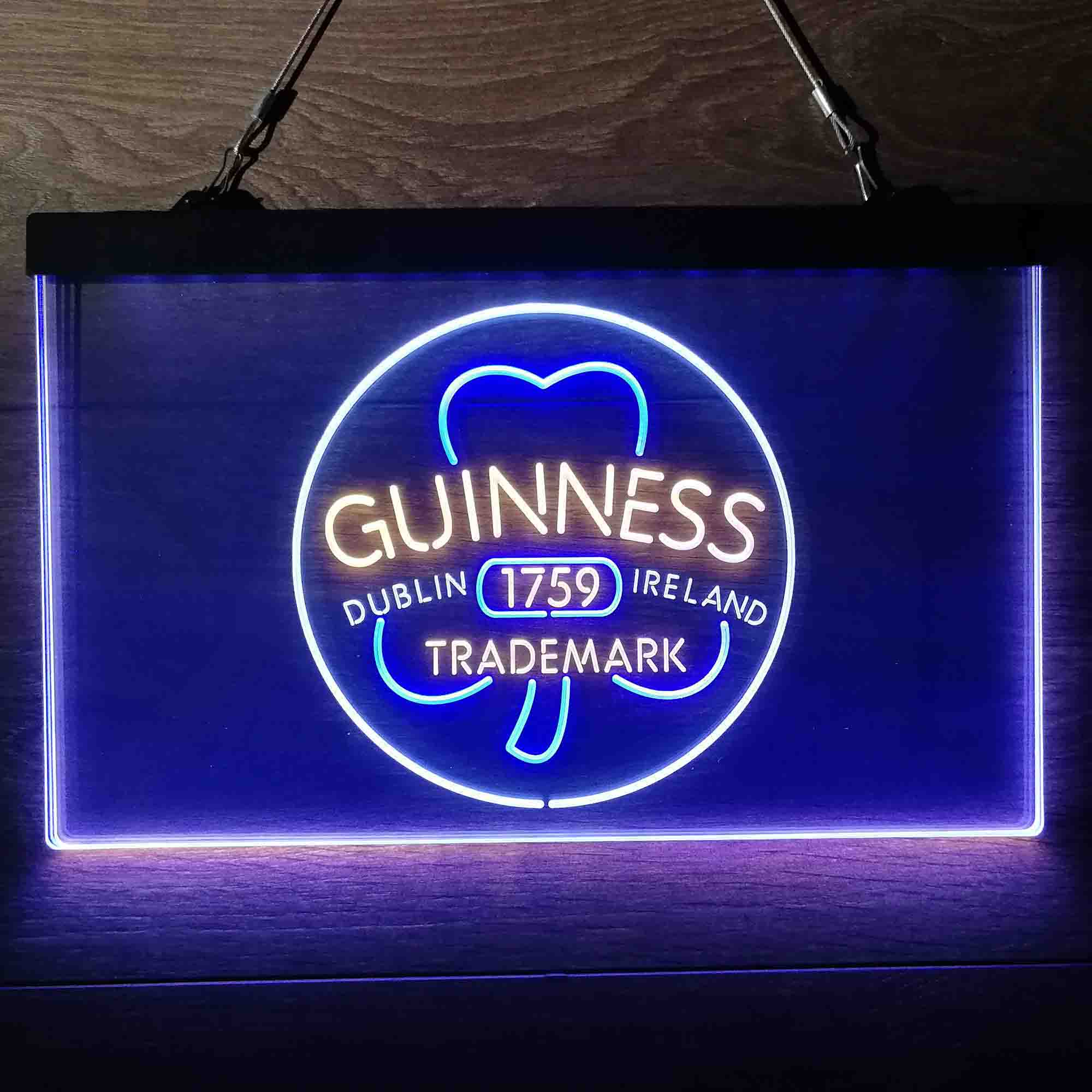 Guinness Shamrock Dublin Ireland Neon 3-Color LED Sign
