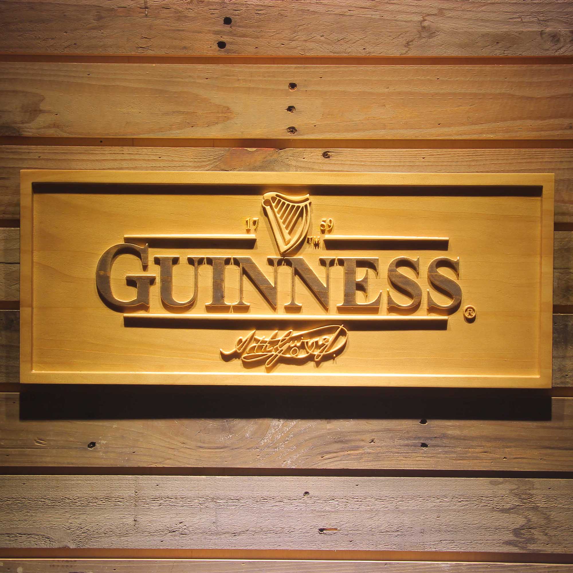 Guinness 3D Solid Wooden Craving Sign