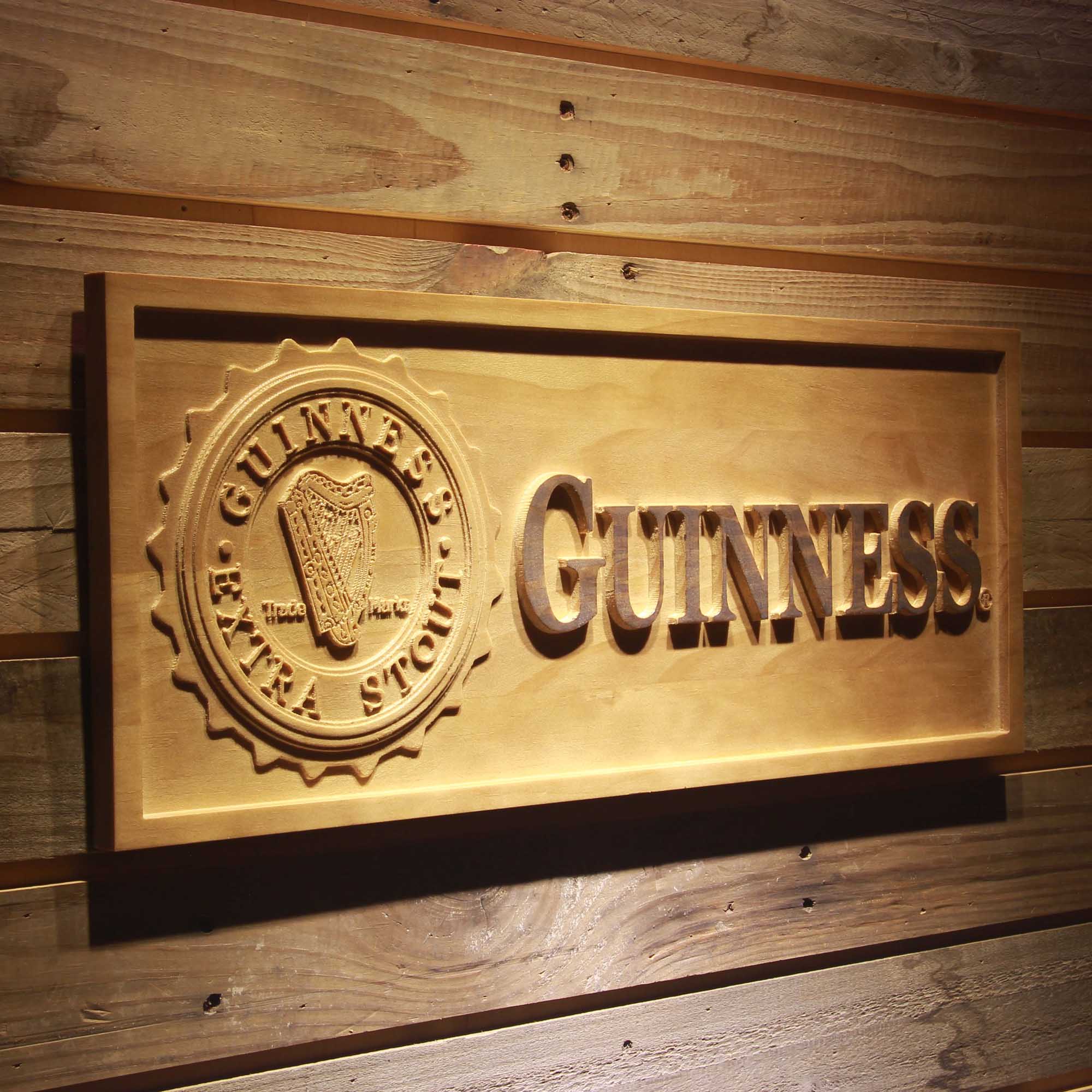 Guinness 3D Solid Wooden Craving Sign - Image 2