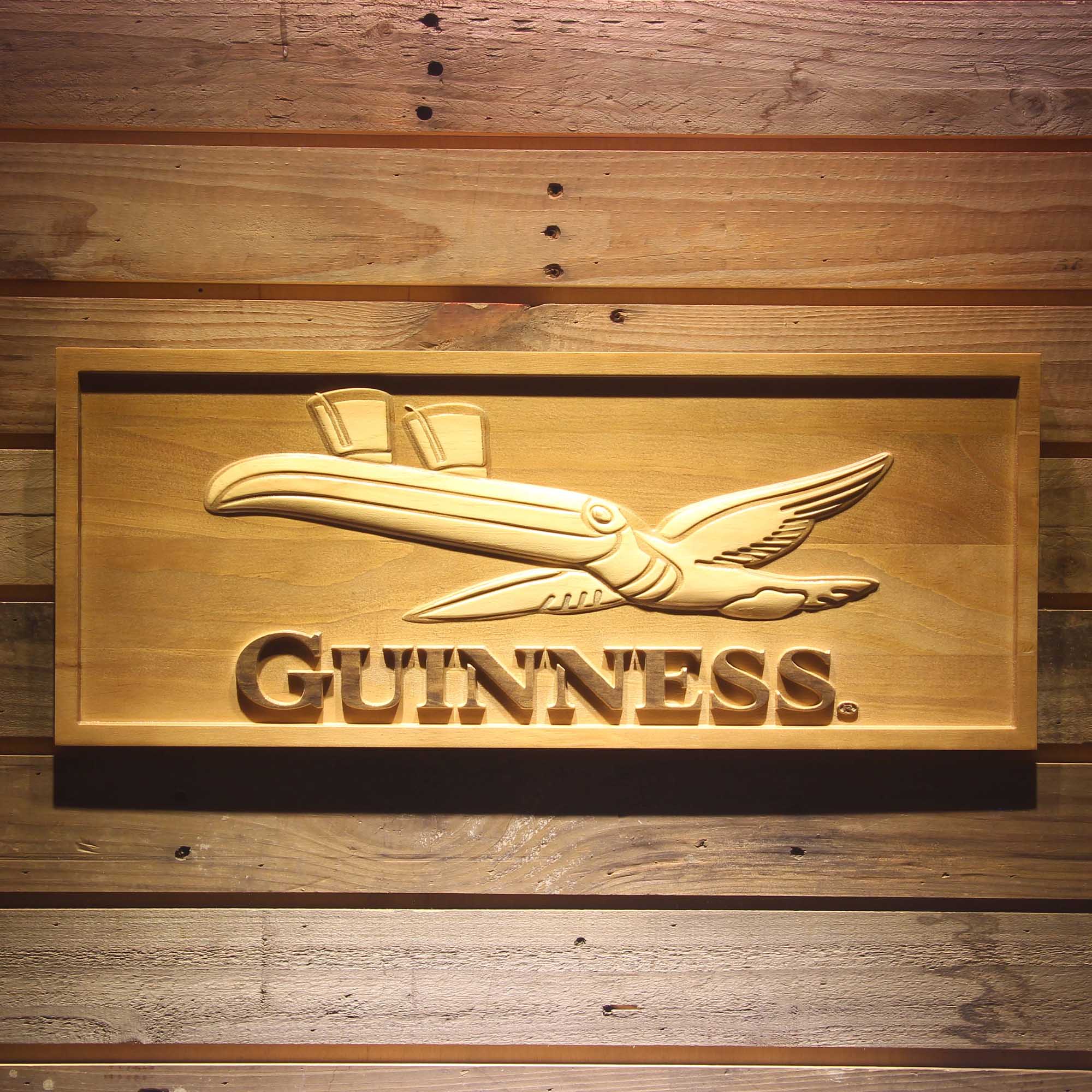 Guinness 3D Solid Wooden Craving Sign