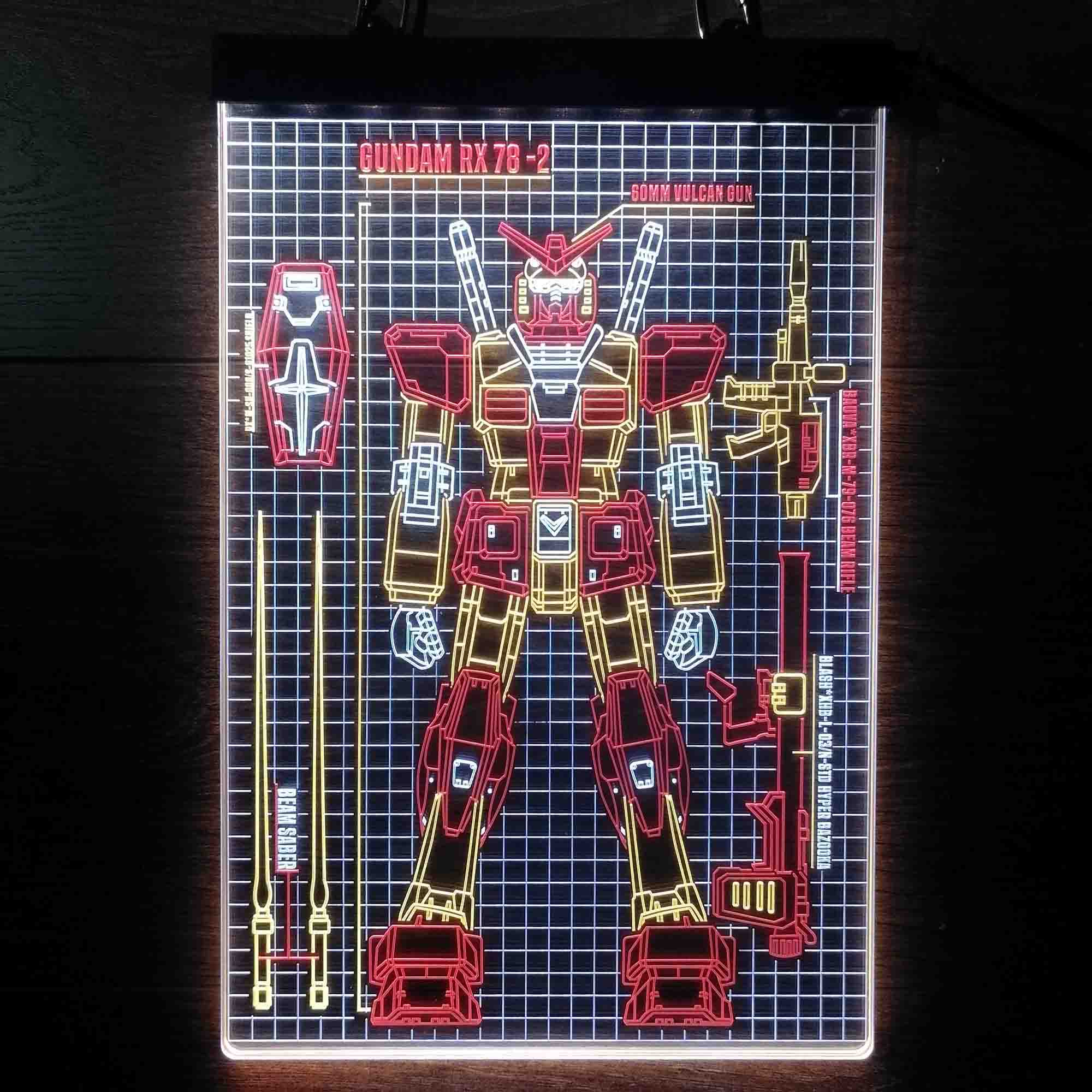 Gundam Mobile Suit RX-78 Blueprint Neon LED Sign - Image 10