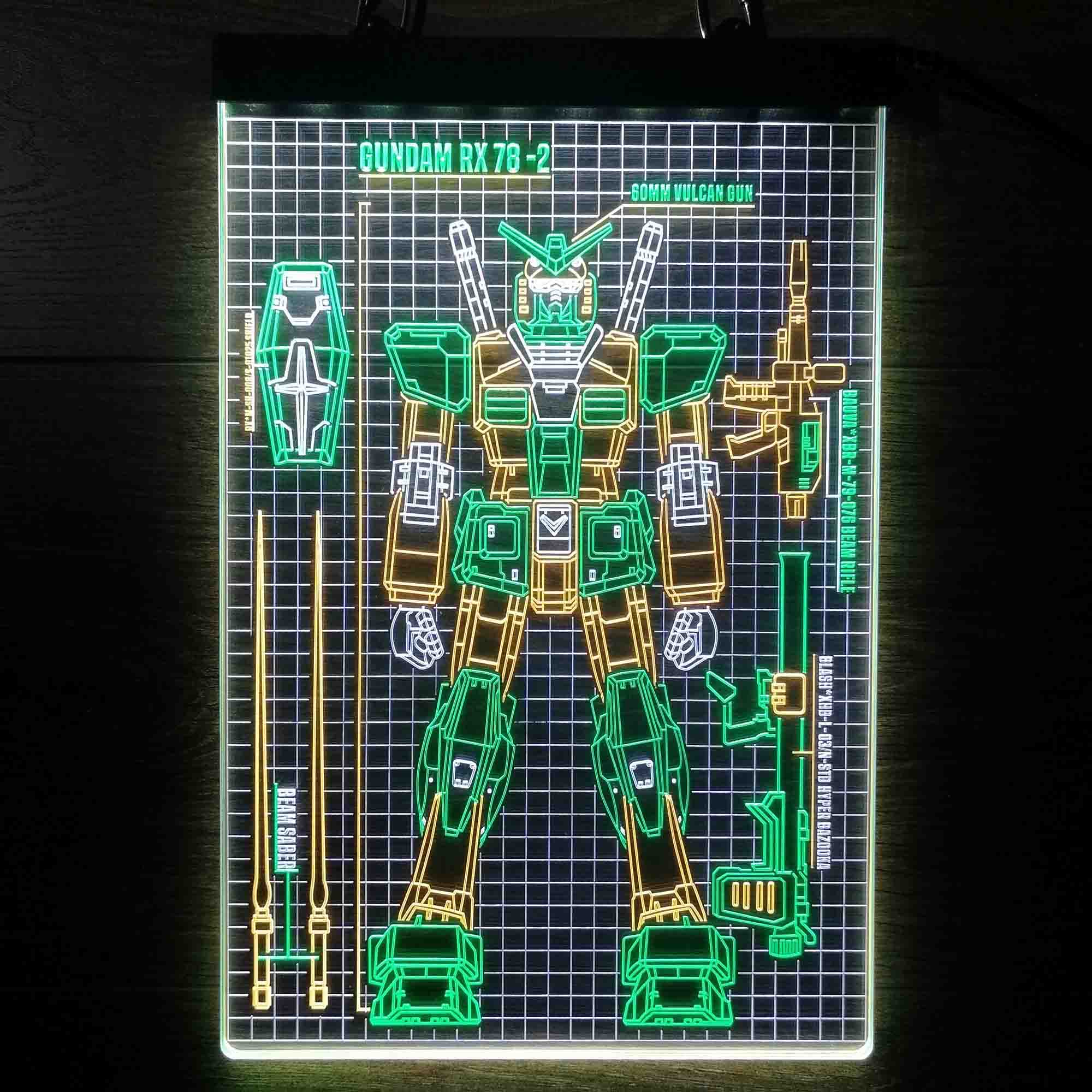 Gundam Mobile Suit RX-78 Blueprint Neon LED Sign - Image 11