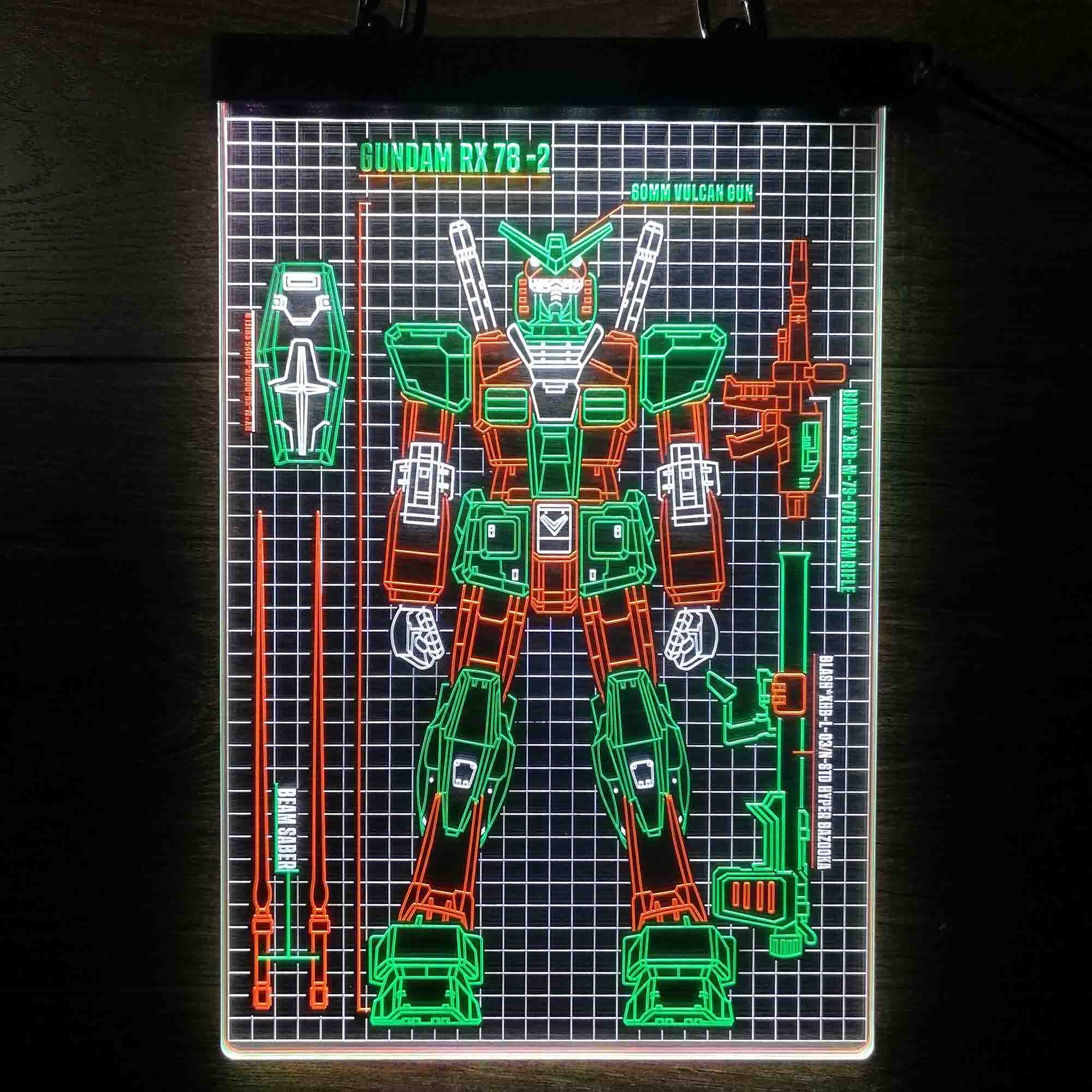 Gundam Mobile Suit RX-78 Blueprint Neon LED Sign - Image 12