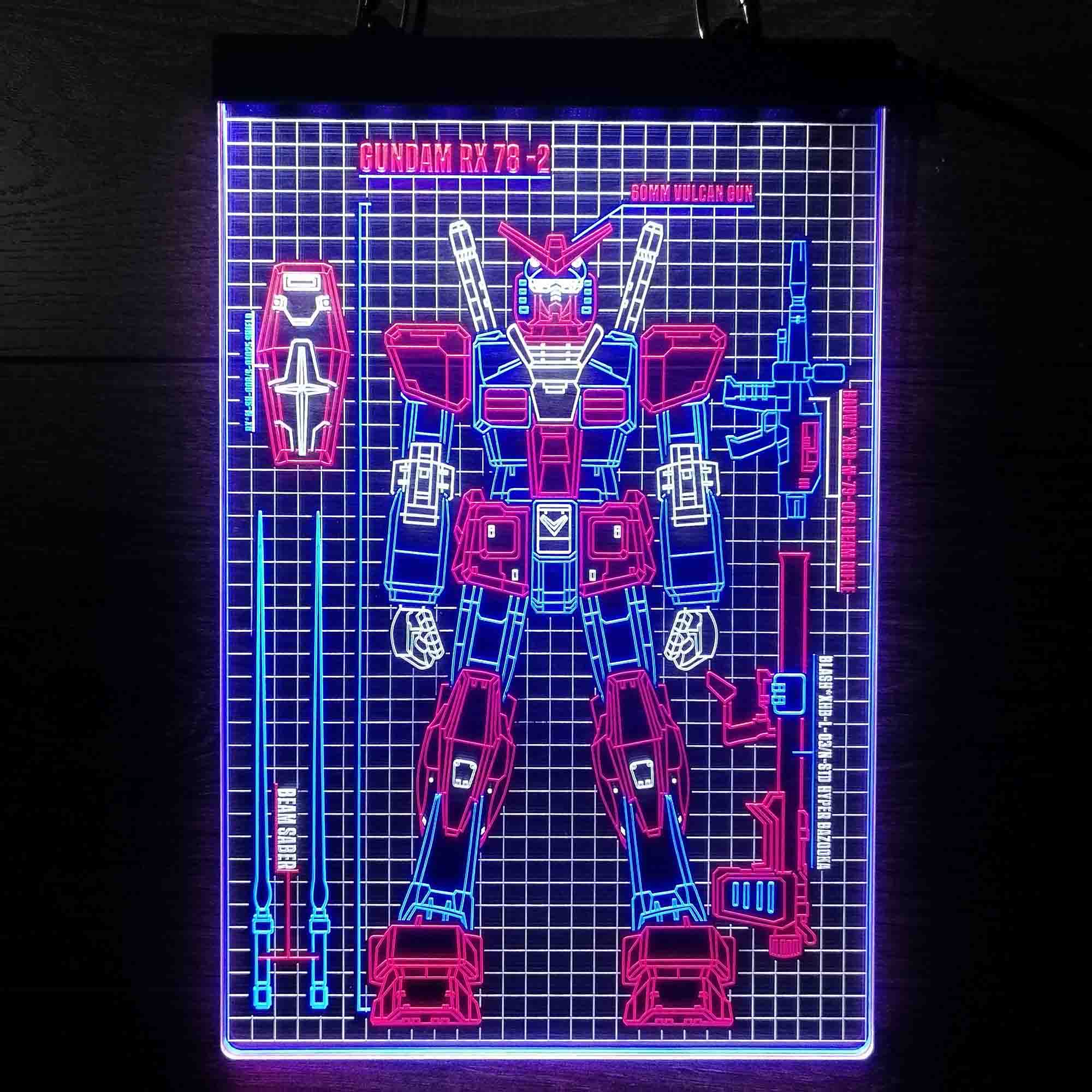 Gundam Mobile Suit RX-78 Blueprint Neon LED Sign - Image 4