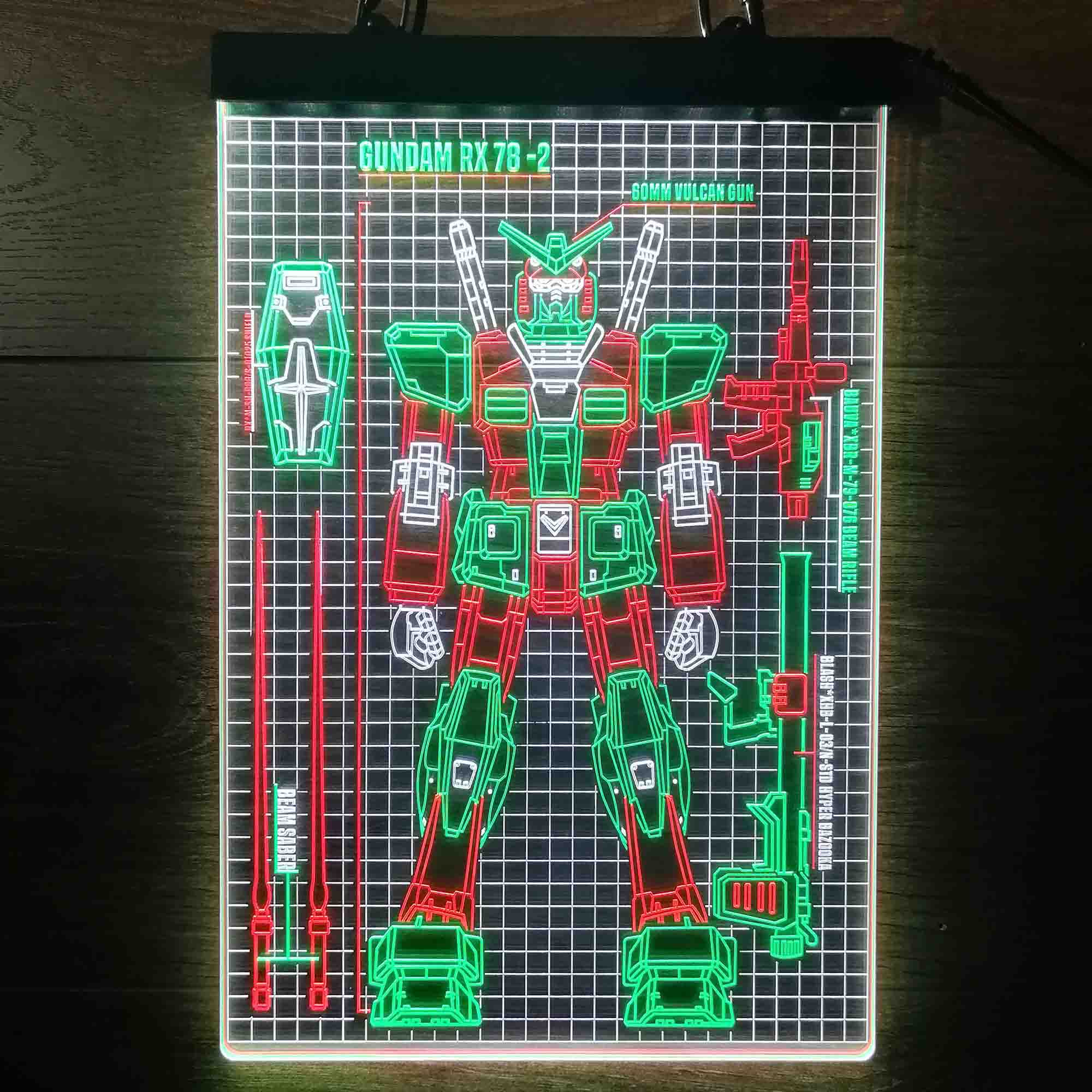 Gundam Mobile Suit RX-78 Blueprint Neon LED Sign - Image 5