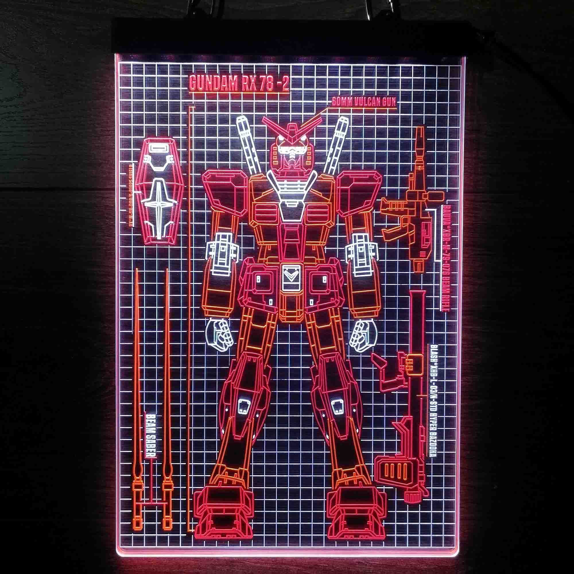 Gundam Mobile Suit RX-78 Blueprint Neon LED Sign - Image 6