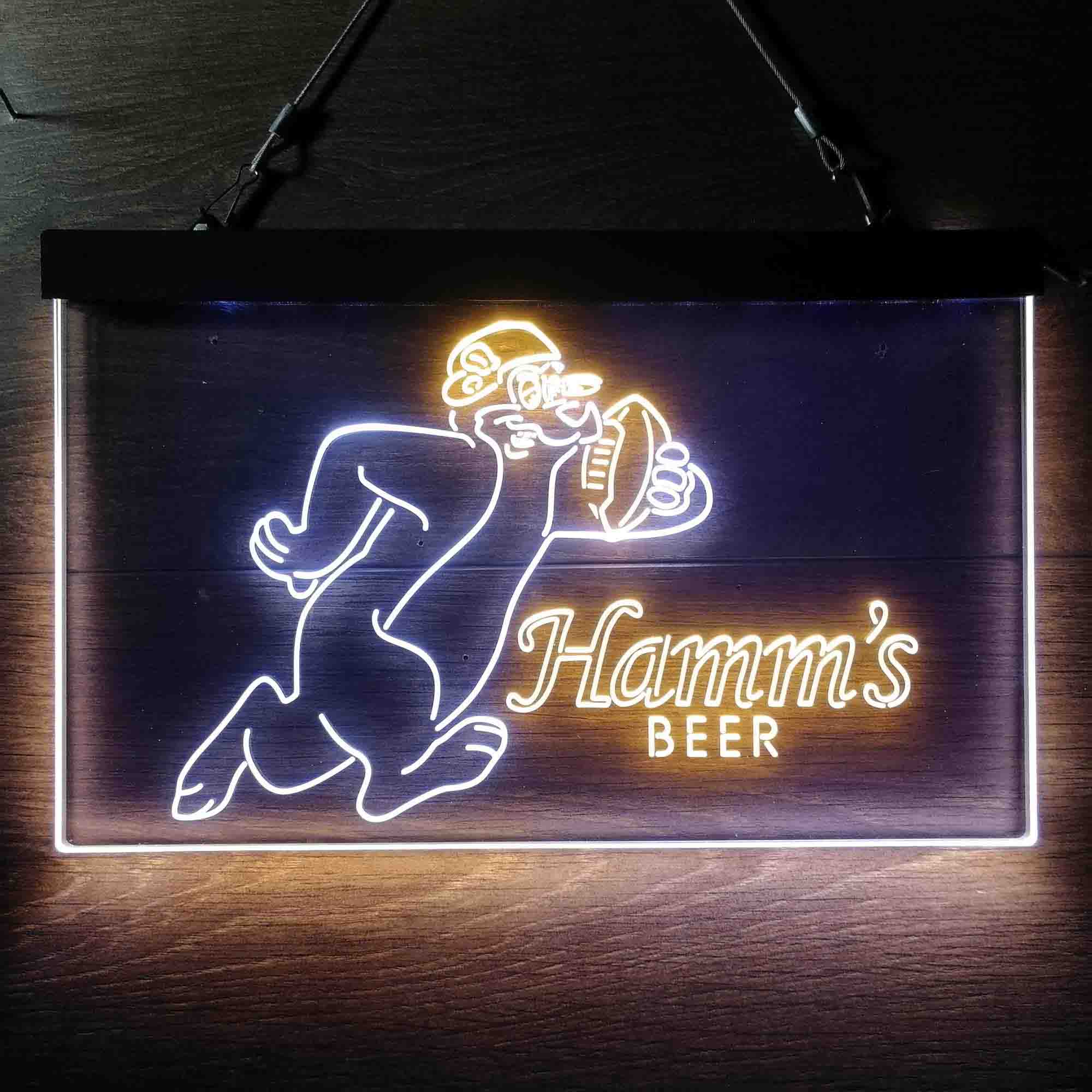 Hamm's Beer Bear Football Neon-Like LED Sign