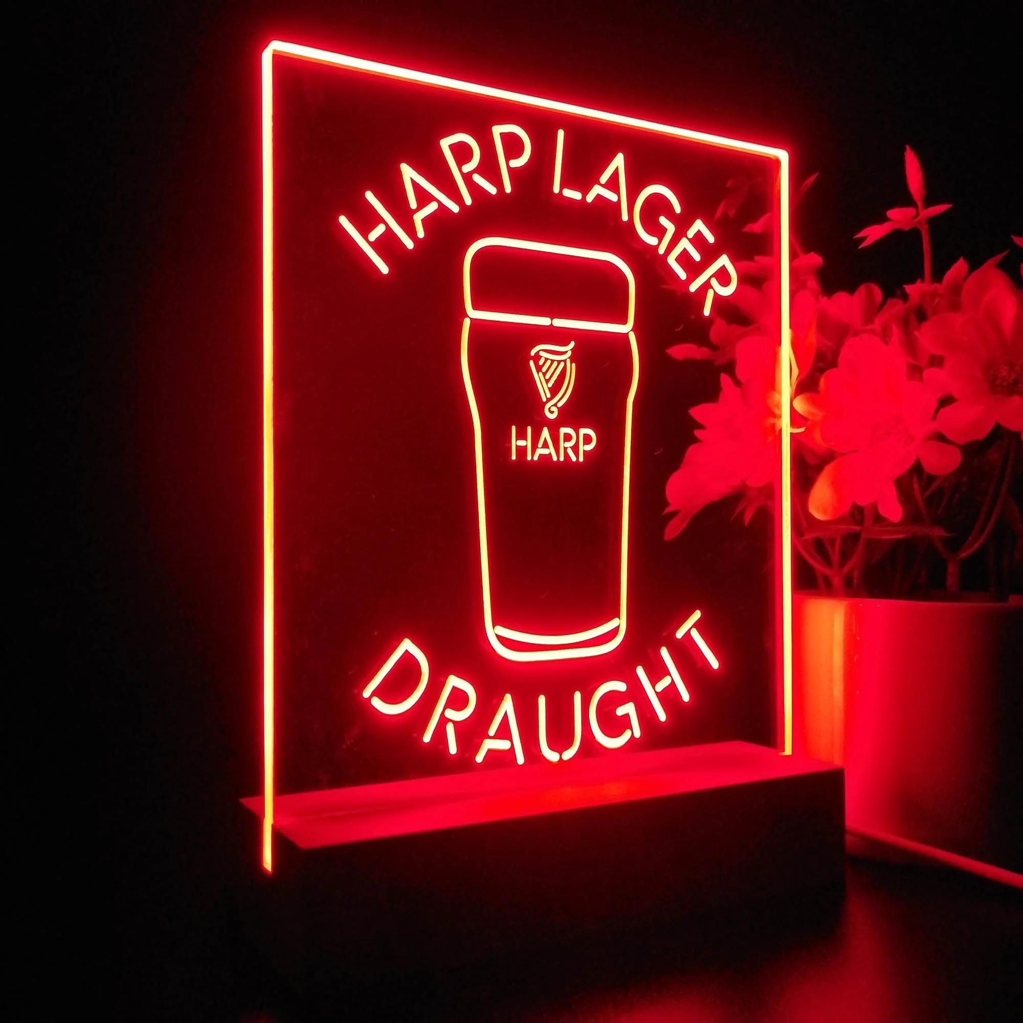 Harp Larger Draught Night Light Neon Pub Bar Lamp - Image 6
