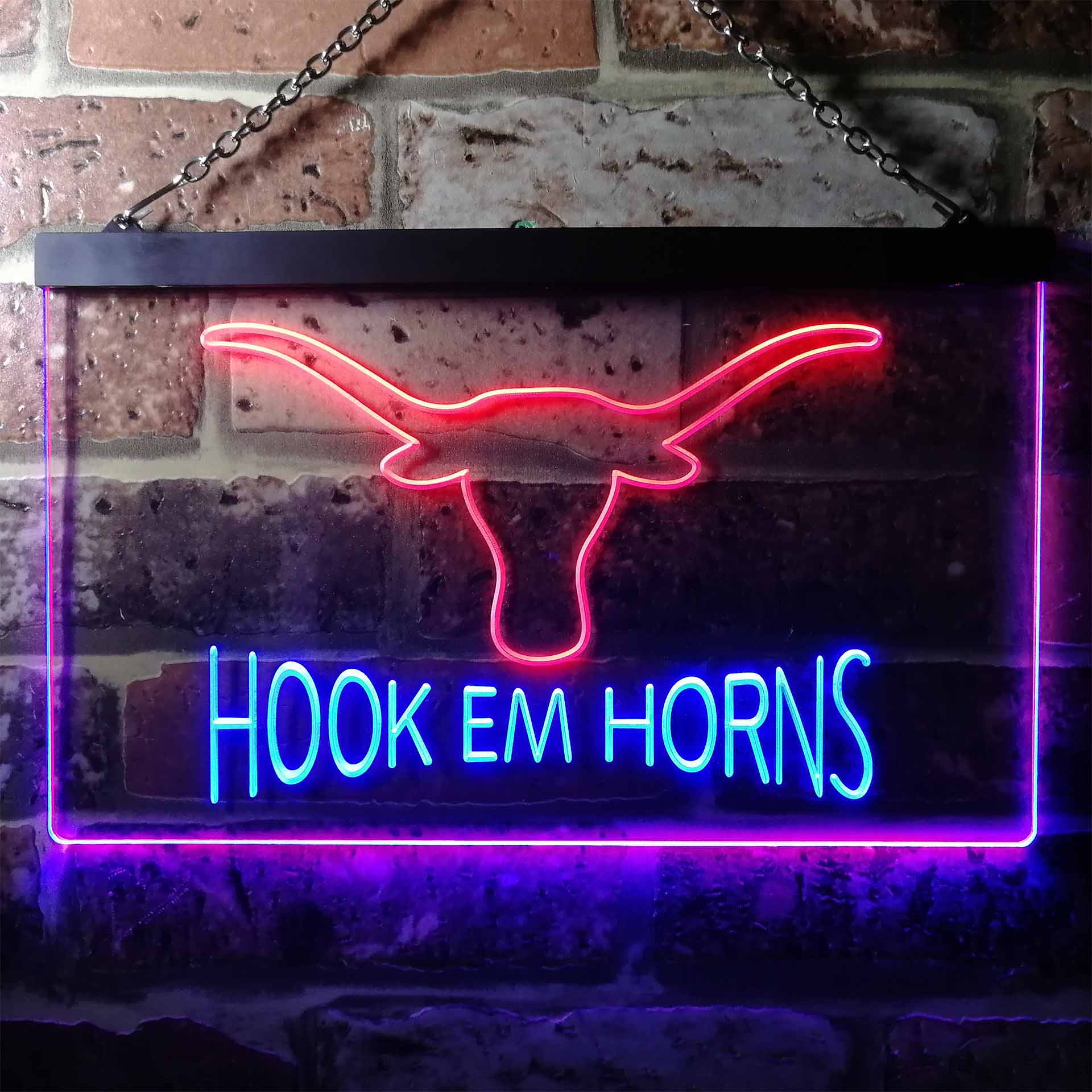 Hook Em Horns University of Texas LED Neon Sign, NCAA College Gift - Image 2