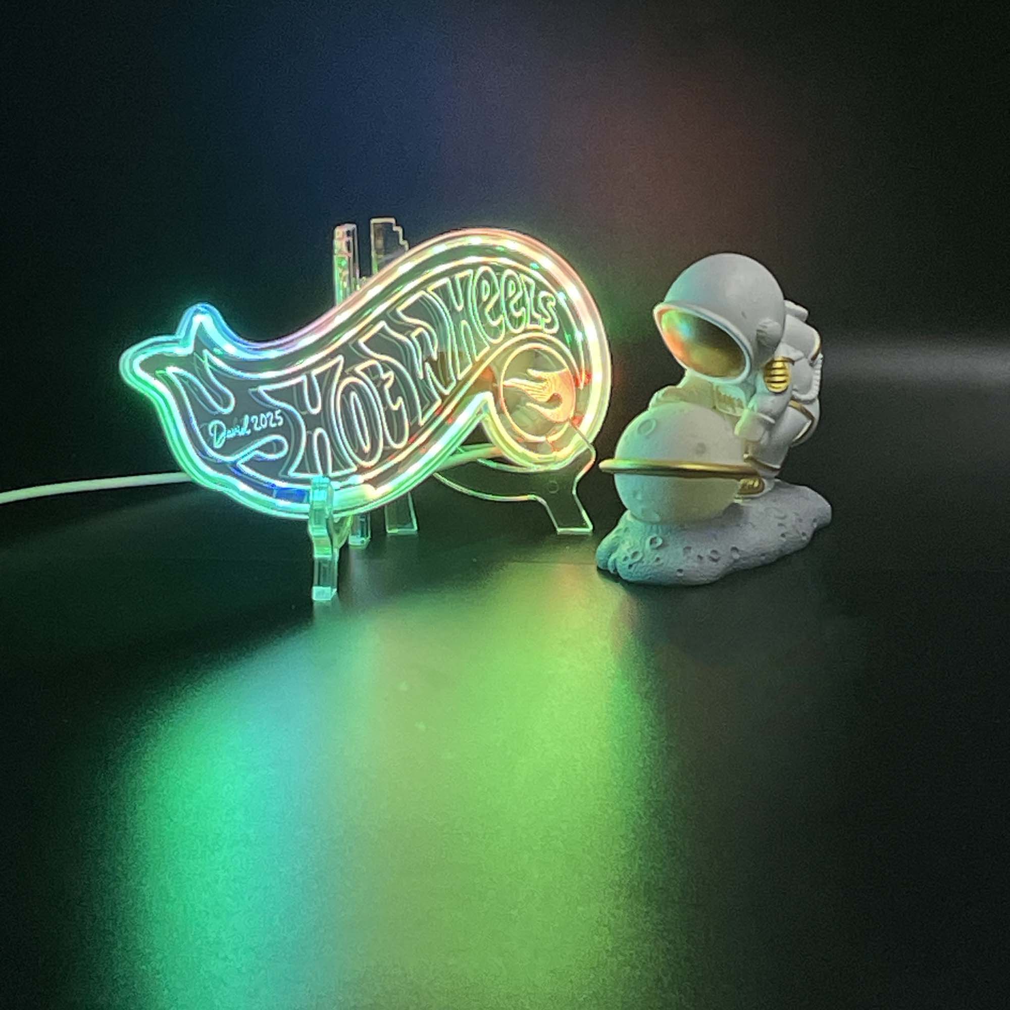 Hot Wheels Neon LED Sign with Dynamic RGB Colors Mirror Backing