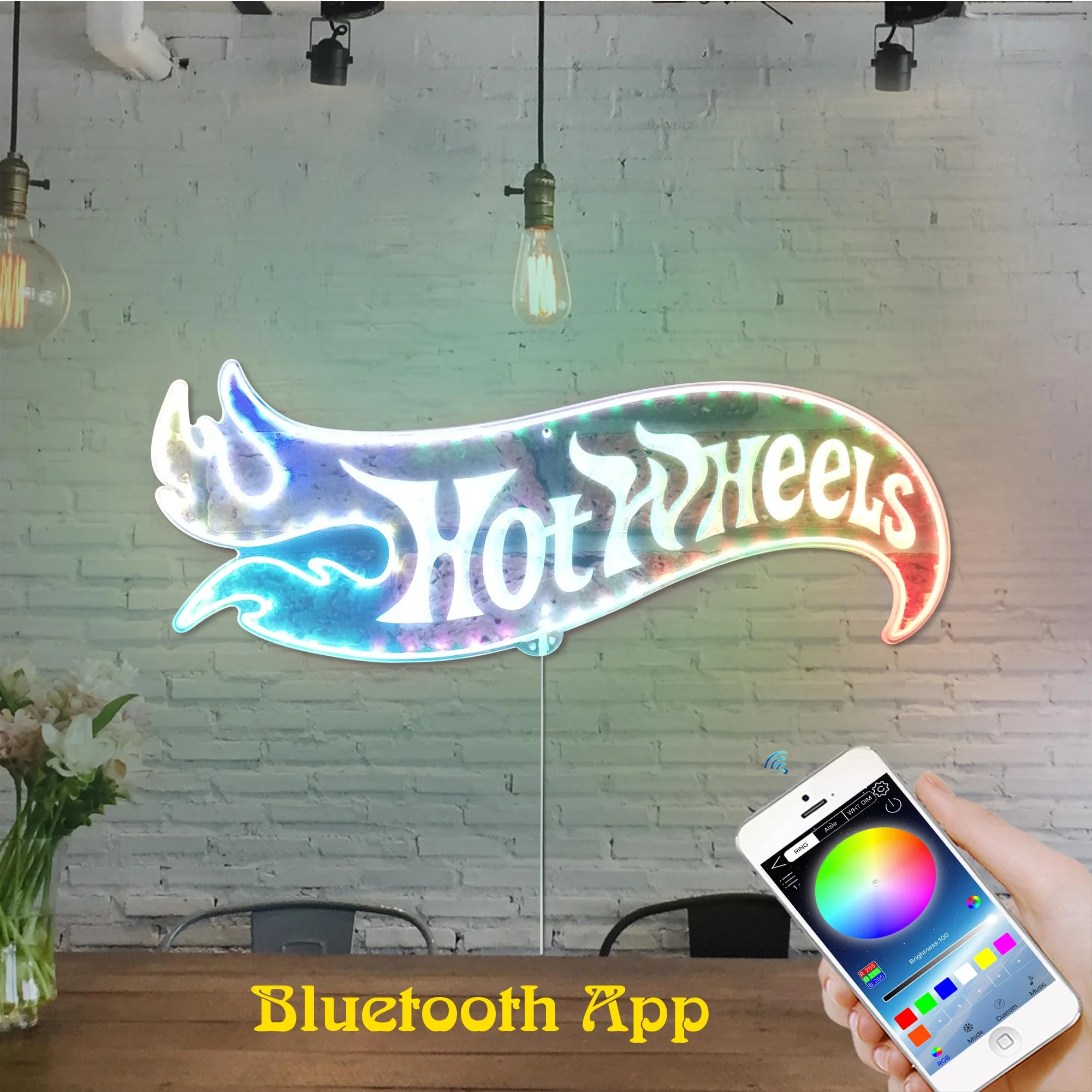 Hot Wheels Neon LED Sign with Dynamic RGB Colors - Image 3