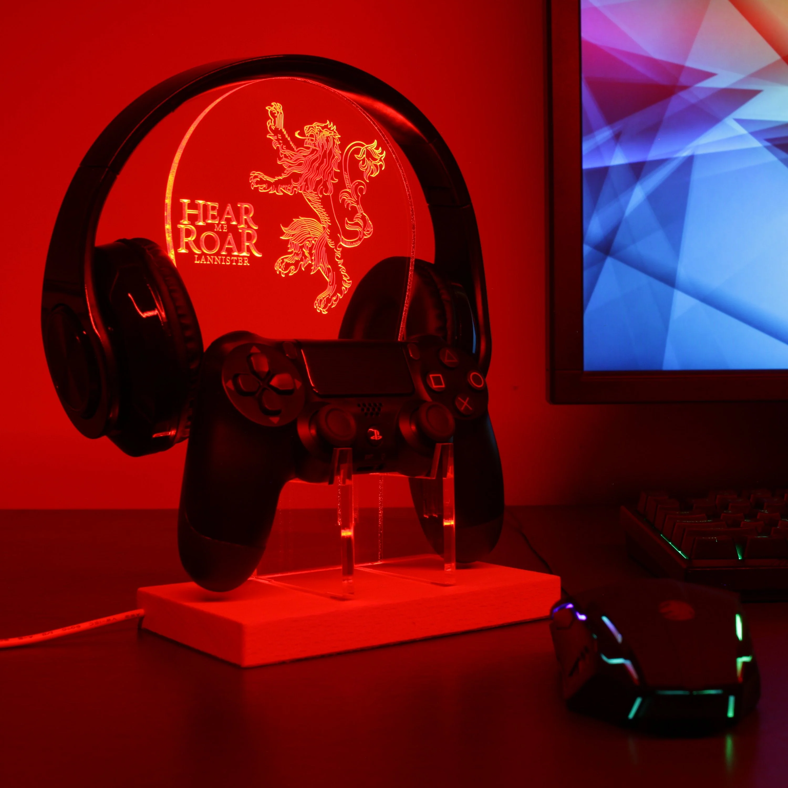 House Lannister Game of Thrones LED Gaming Headset Controller Stand | Gamer Gift Idea - Image 3